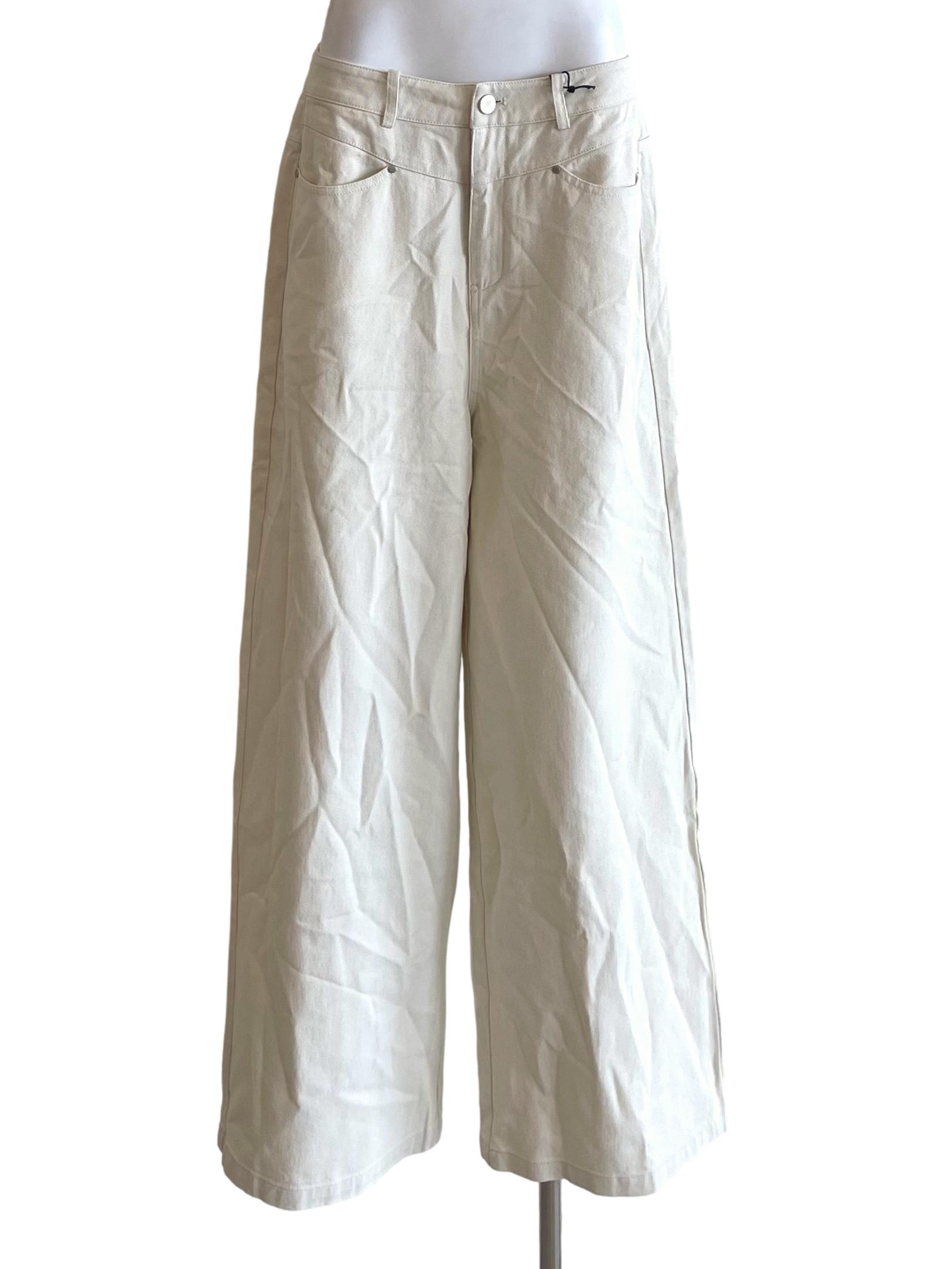 Off White Flared Wide Legs Jeans