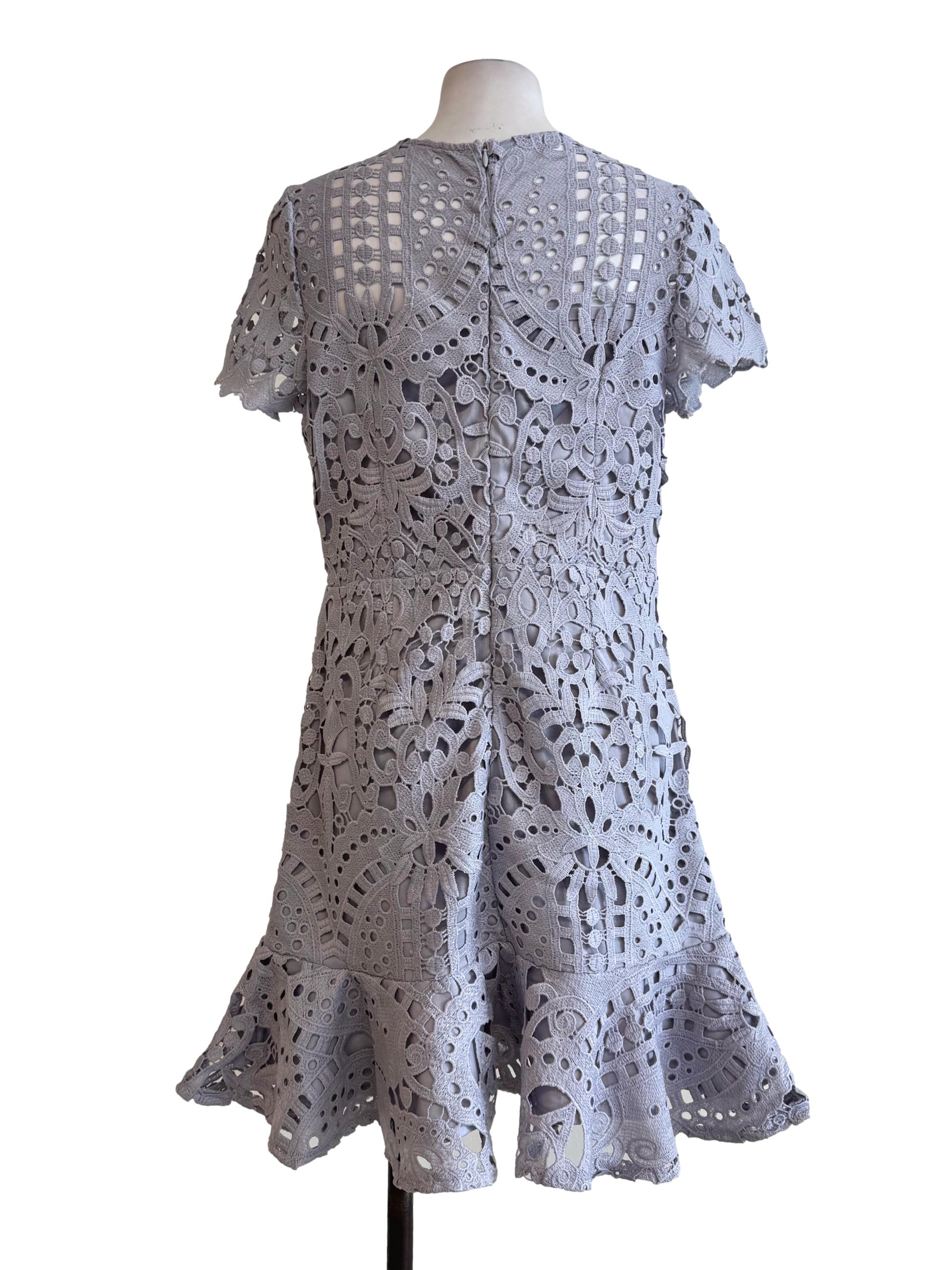 Cloud Grey Lace Shift Dress