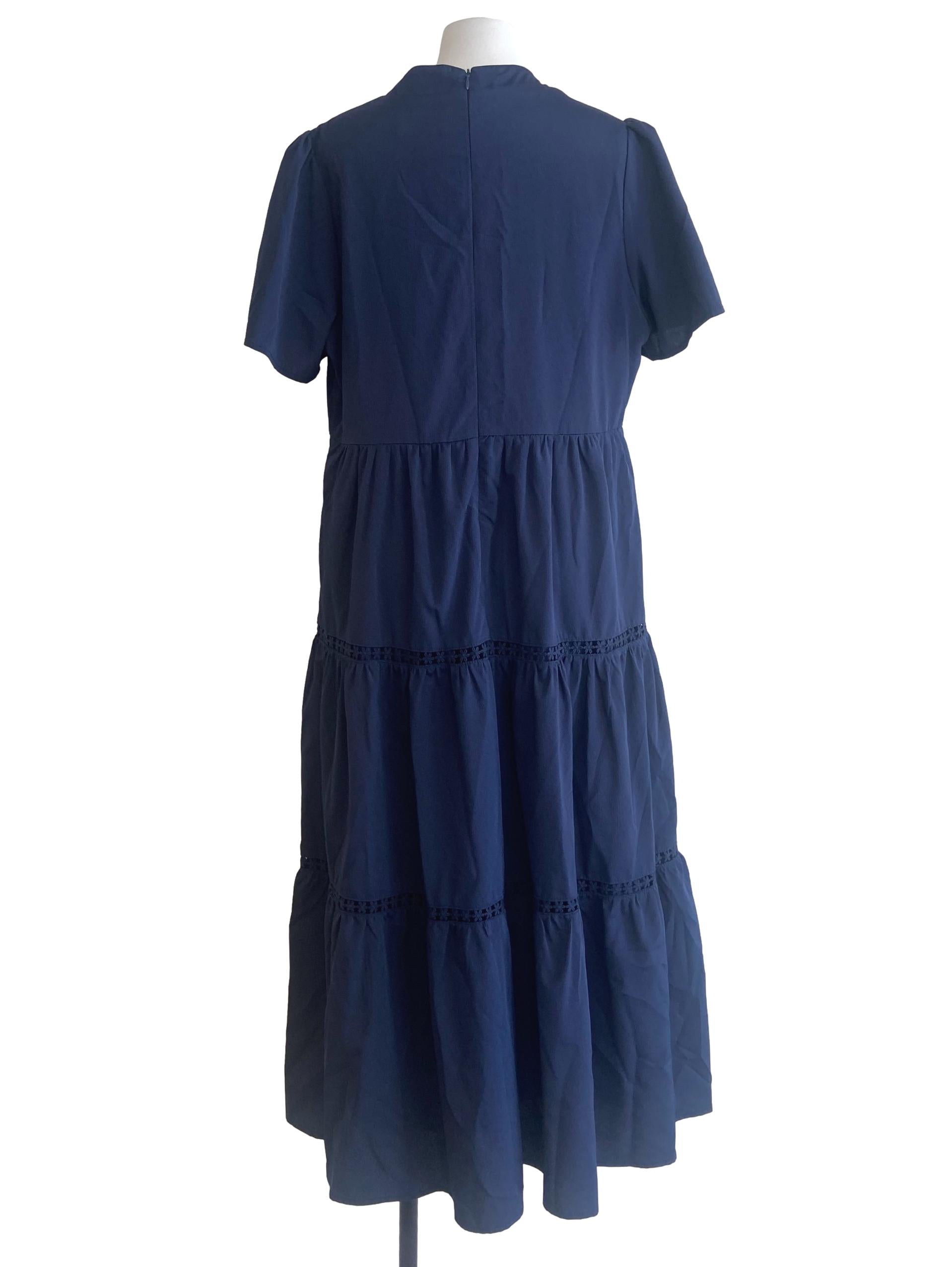 Denim Blue Layered Eyelet Dress