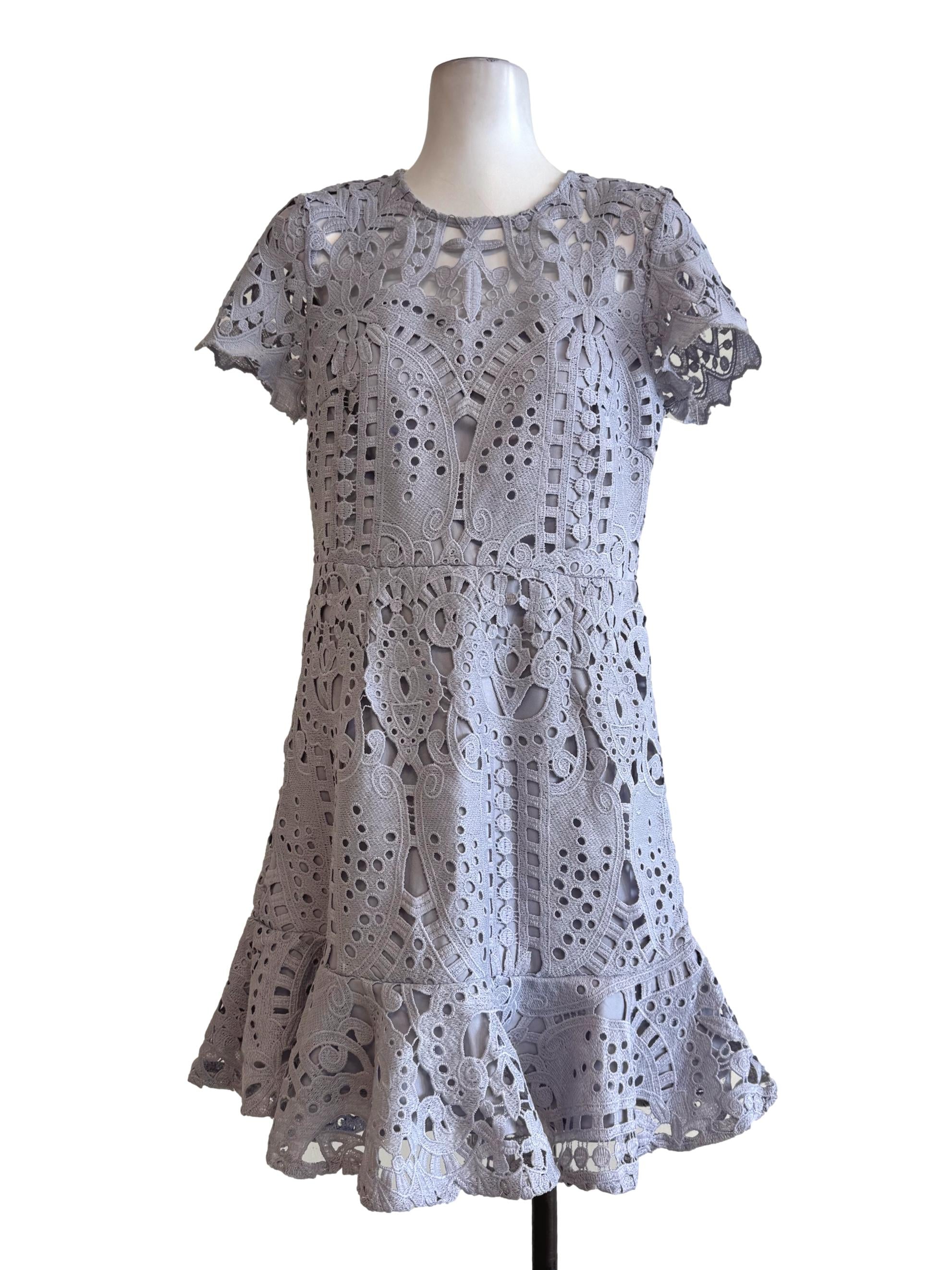 Cloud Grey Lace Shift Dress