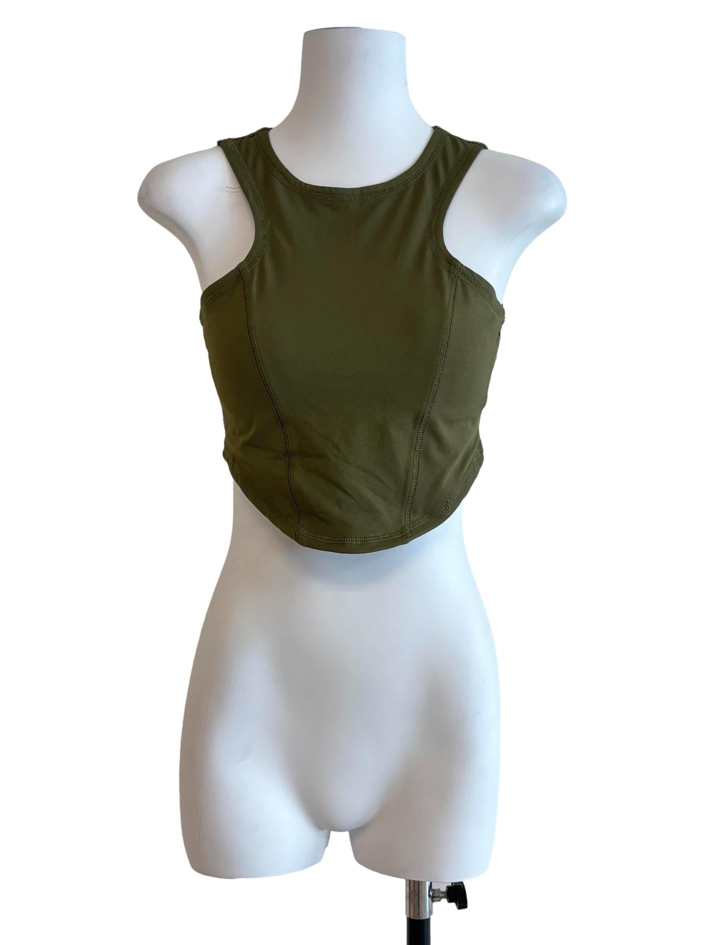 Olive Green Curved Tank Top
