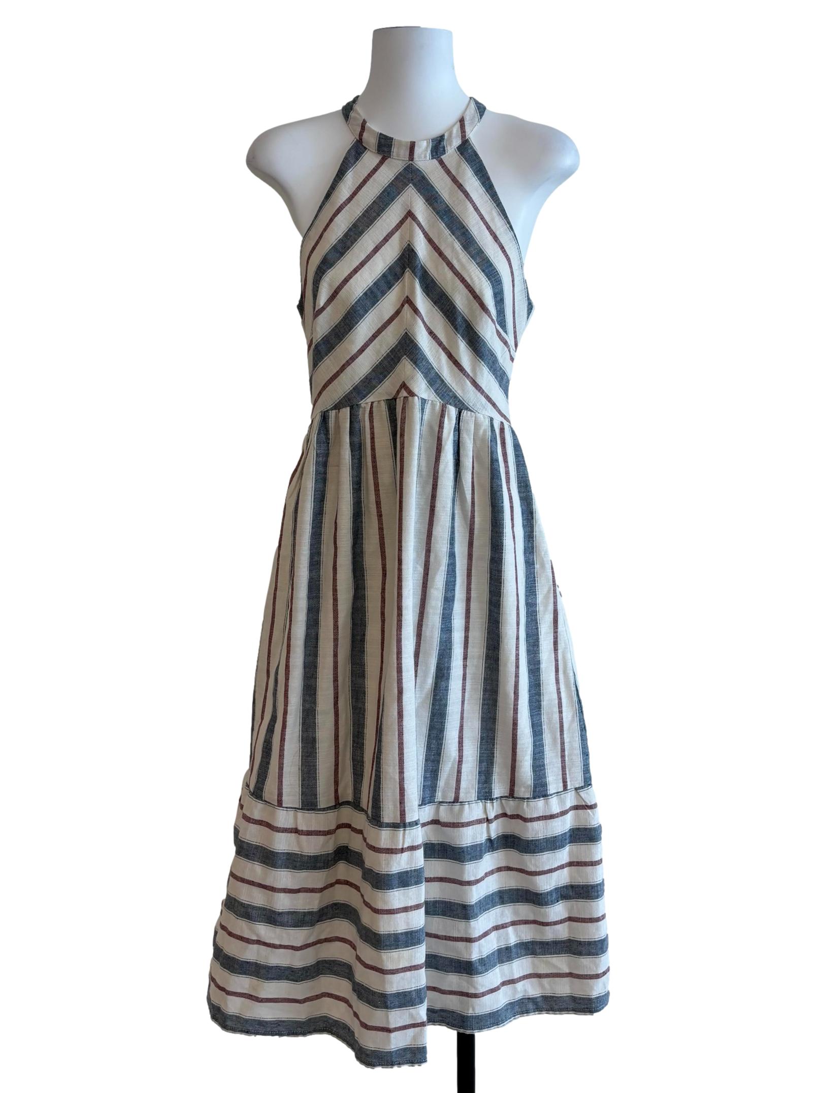 Blue And Red Stripe Linen Dress
