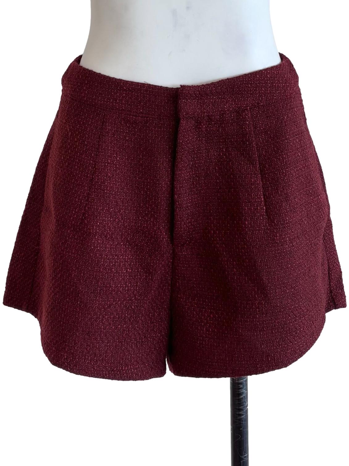 Maroon Red Tweed Shorts