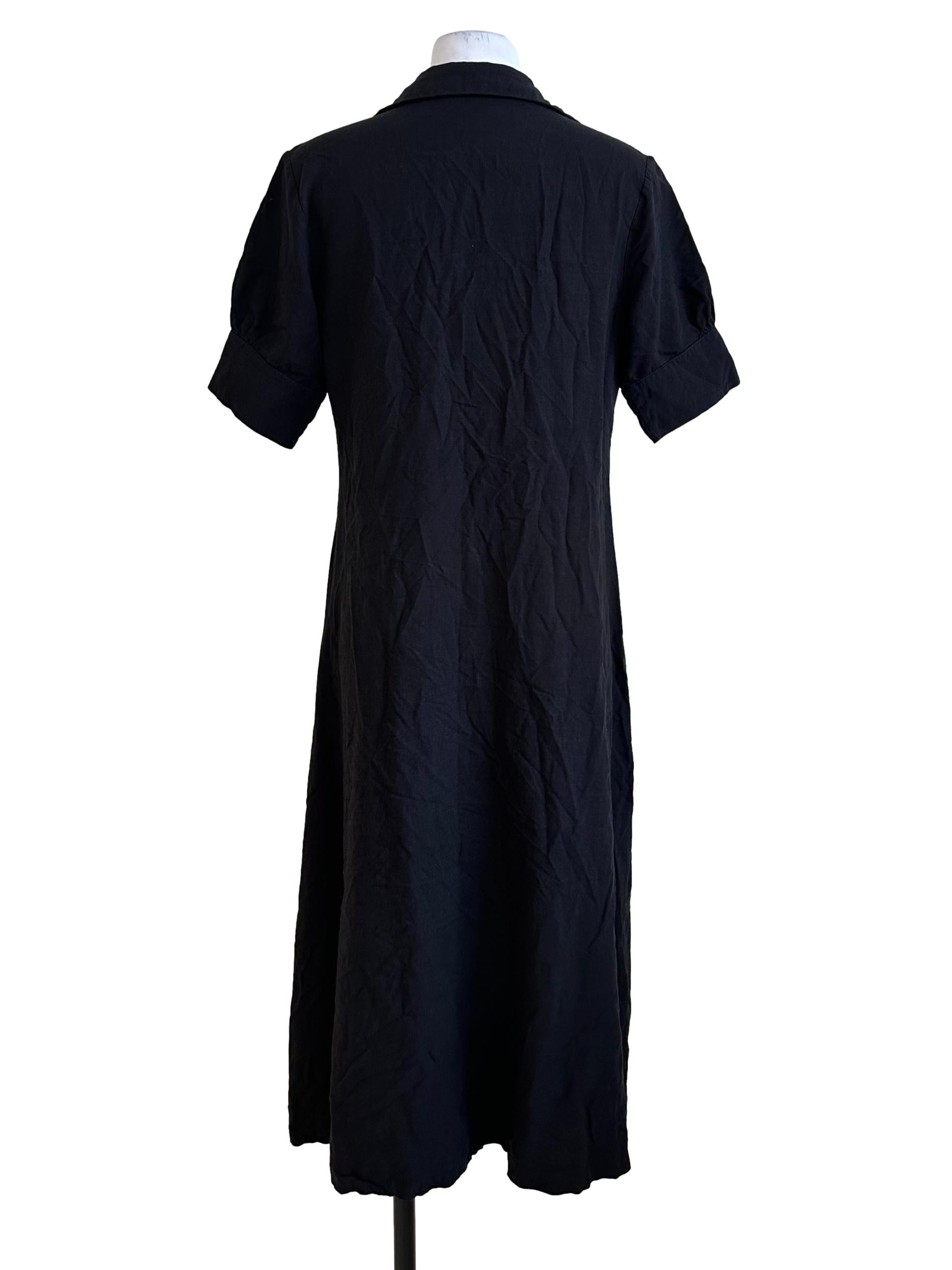 Black Collar Button Dress