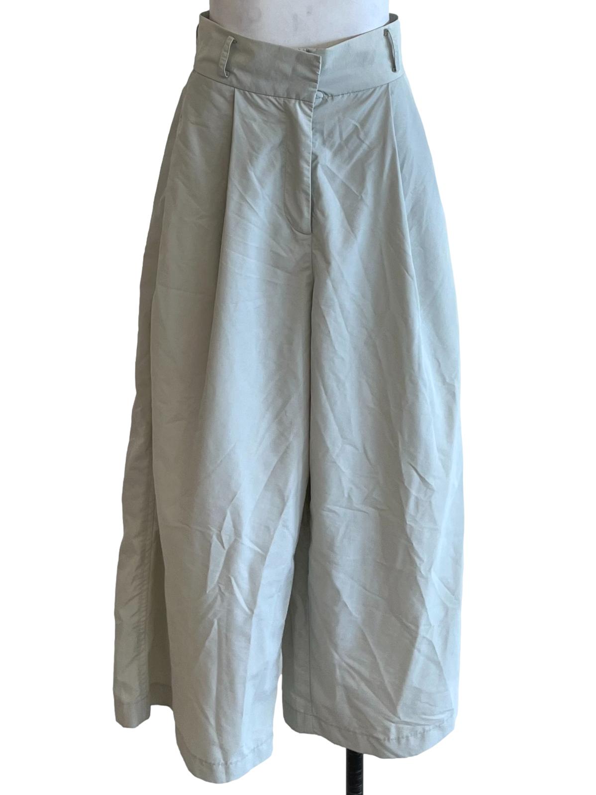 Mint Green Plain High-Waisted Wide Leg Pants