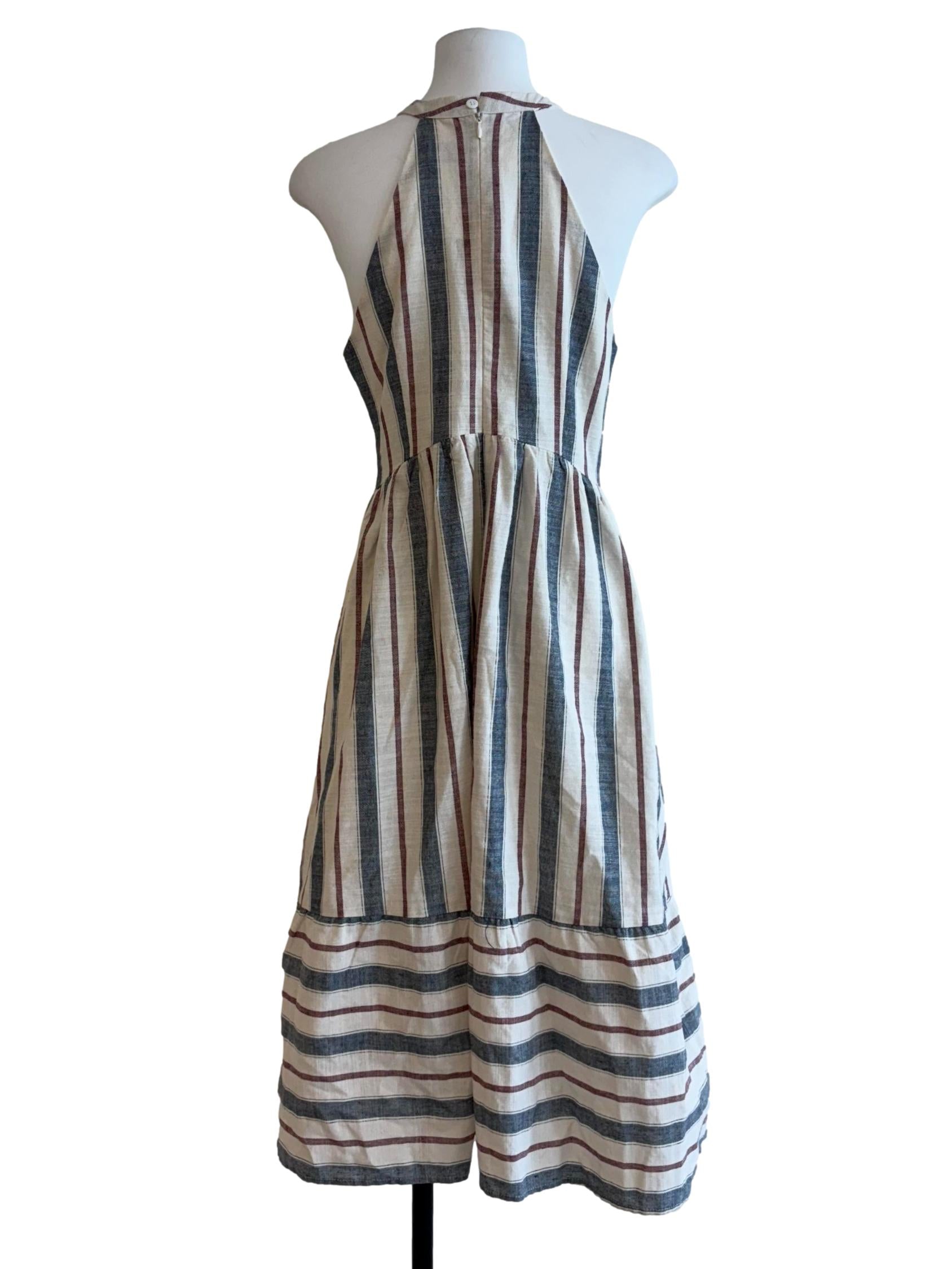 Blue And Red Stripe Linen Dress
