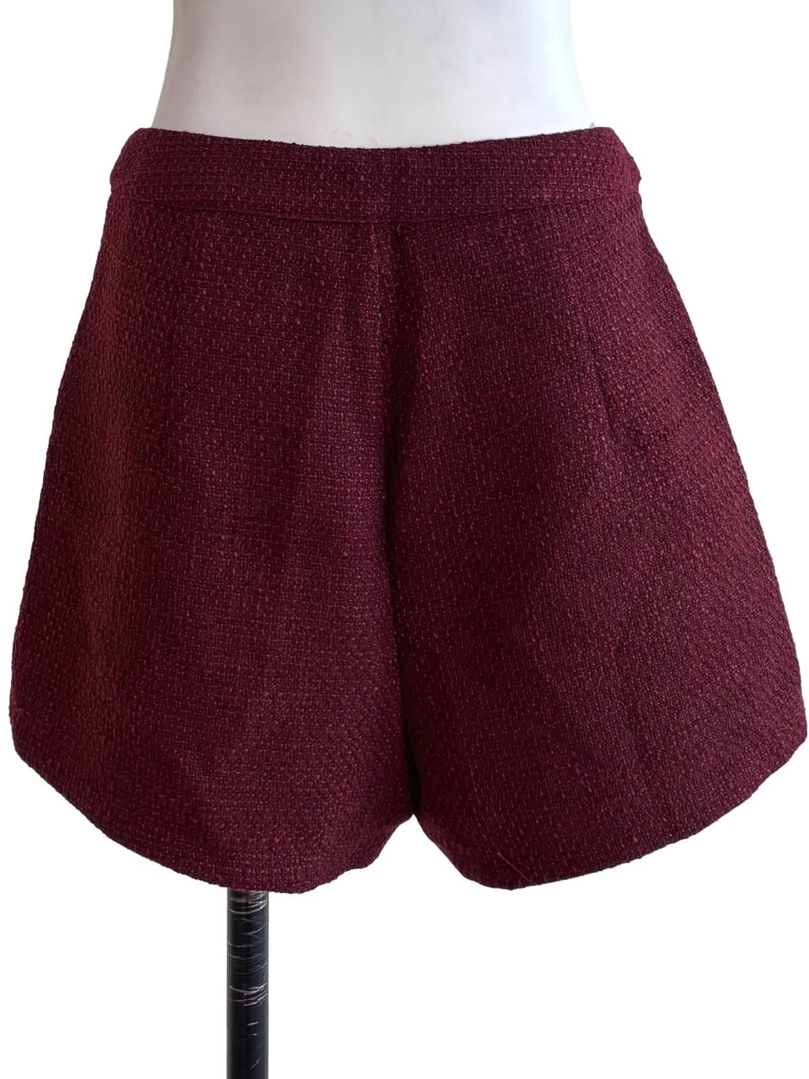 Maroon Red Tweed Shorts