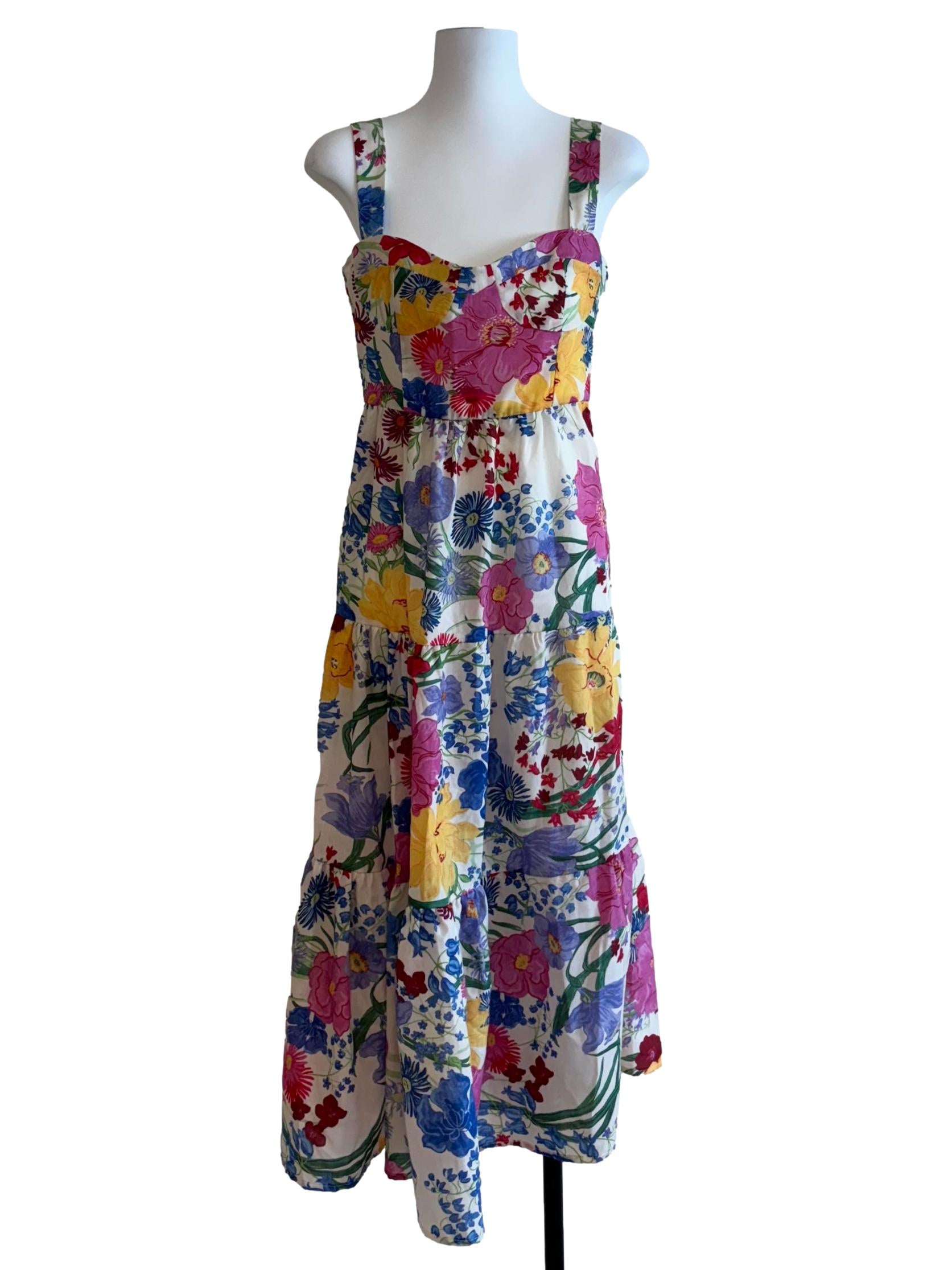 Multicolor Floral Sleeveless Ties Dress