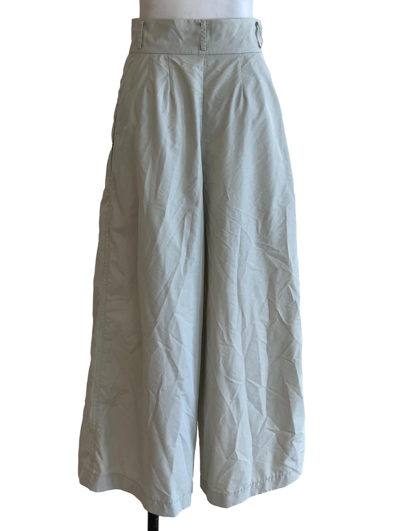 Mint Green Plain High-Waisted Wide Leg Pants