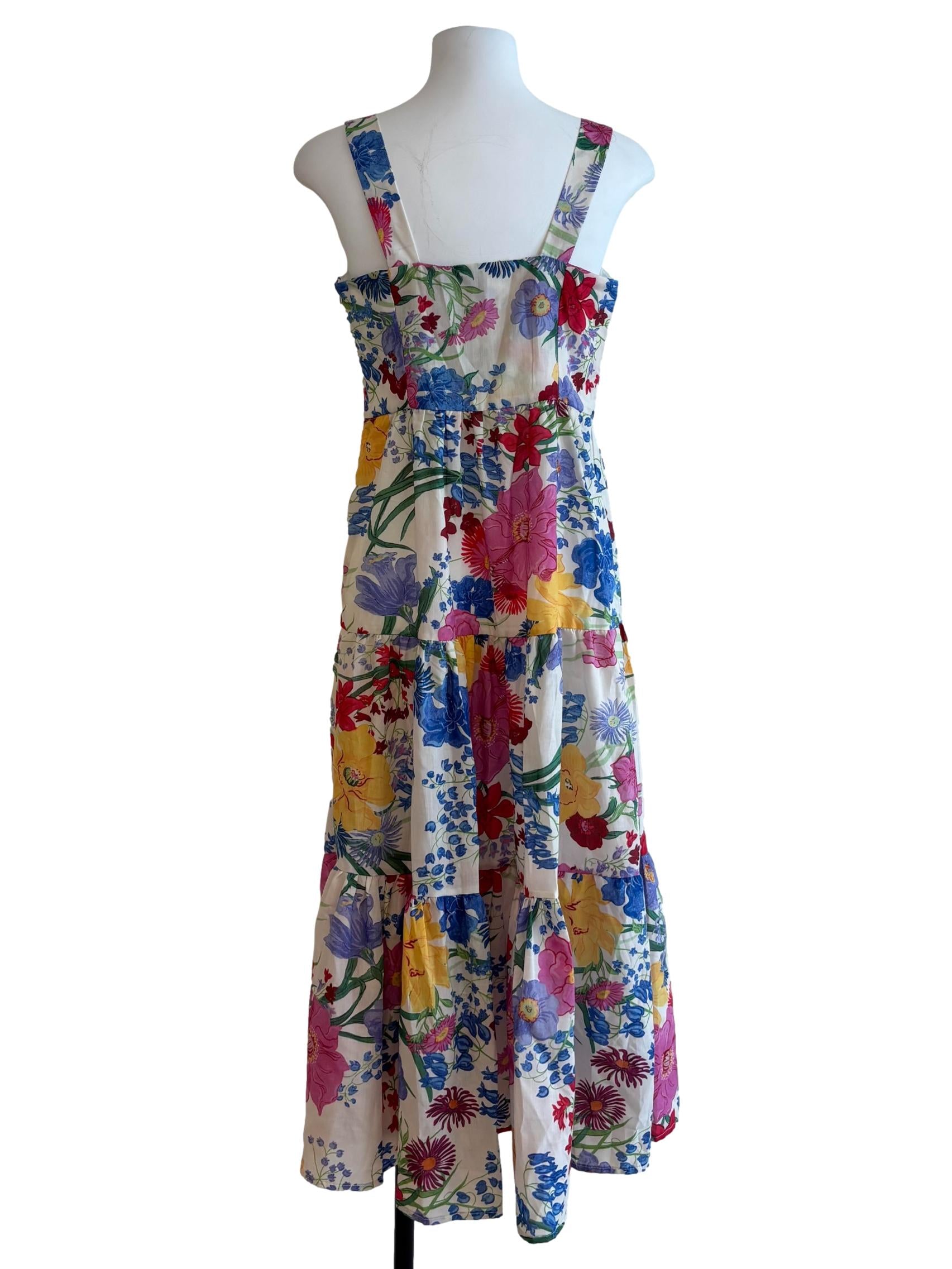 Multicolor Floral Sleeveless Ties Dress