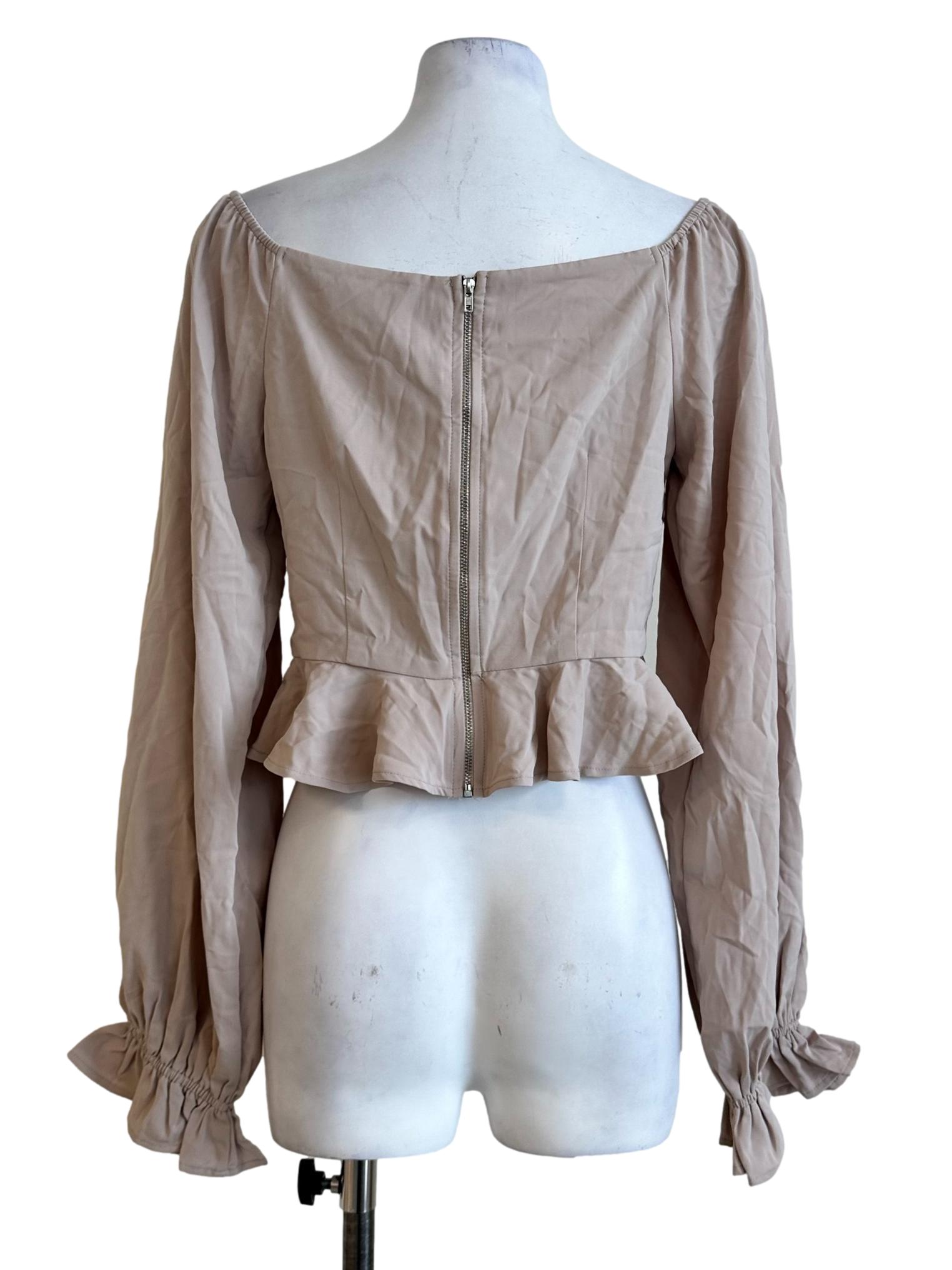 Beige V Neckline Top