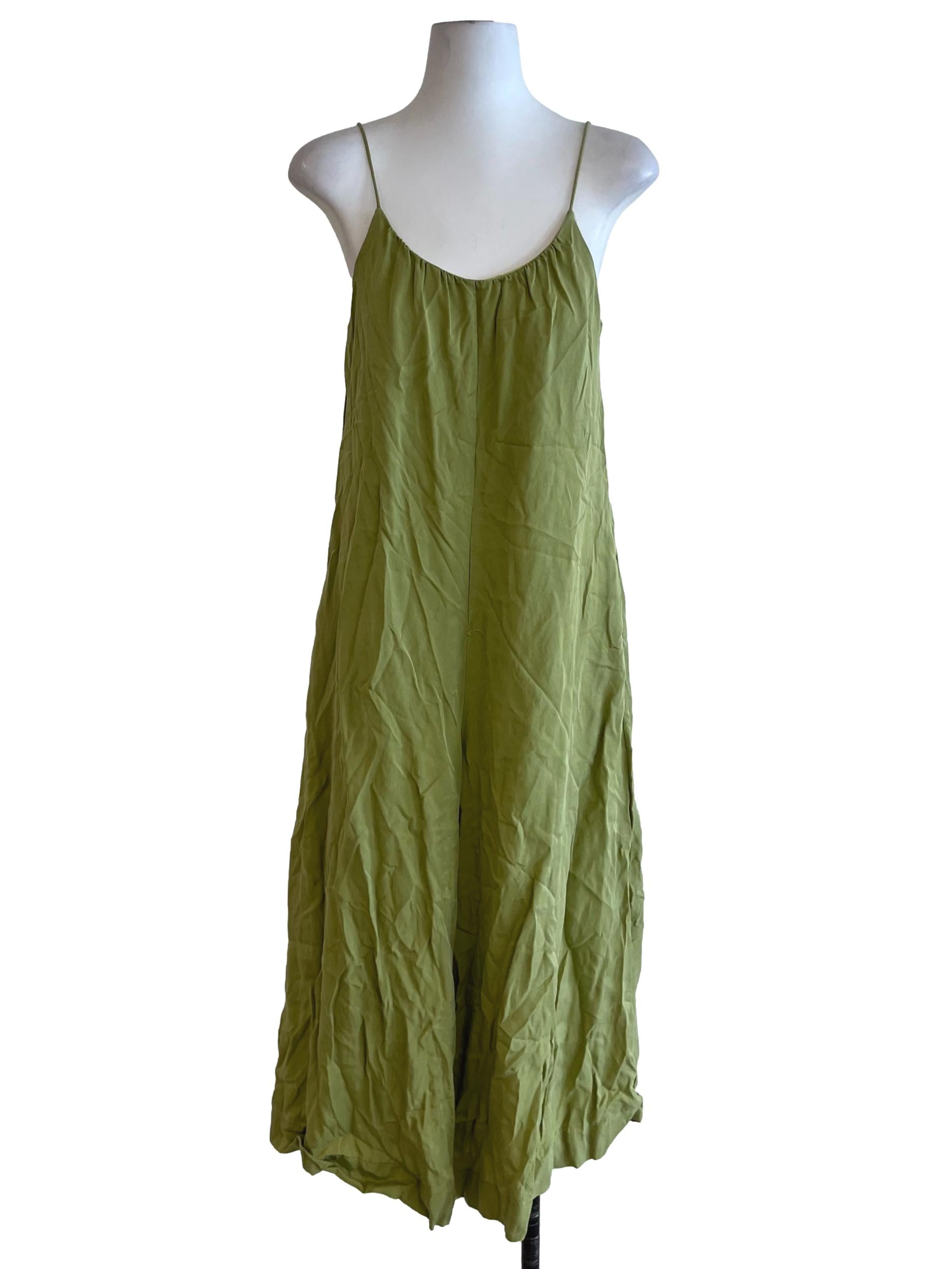 Olive Green Scoop Neckline Jumpsuit
