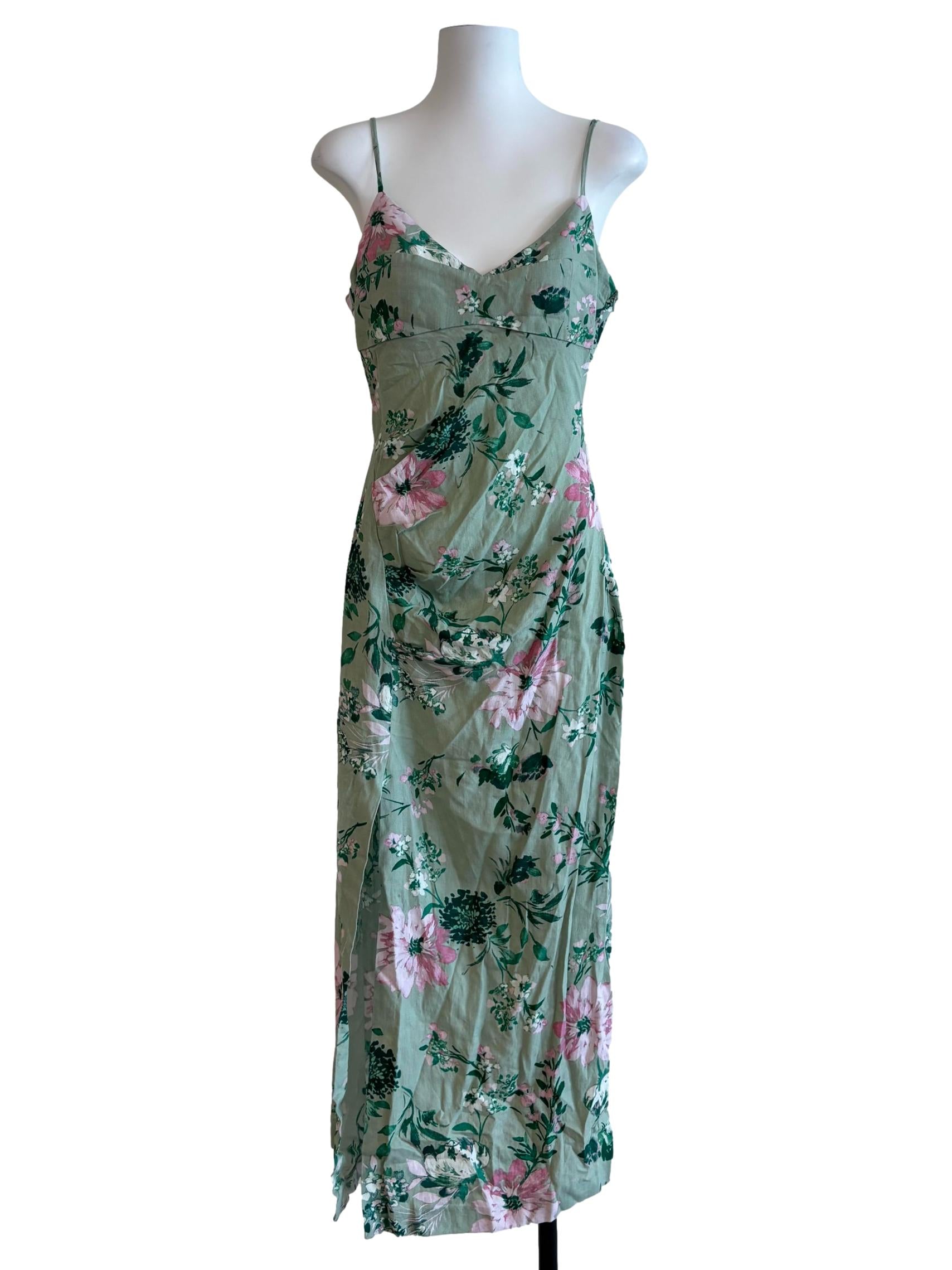Sage Green Floral Slip Dress