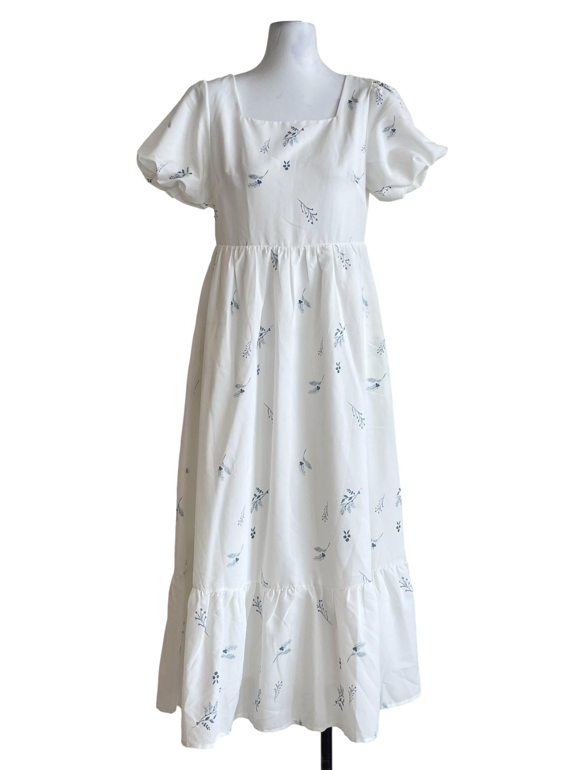 Off White Square Neck Maxi Dress