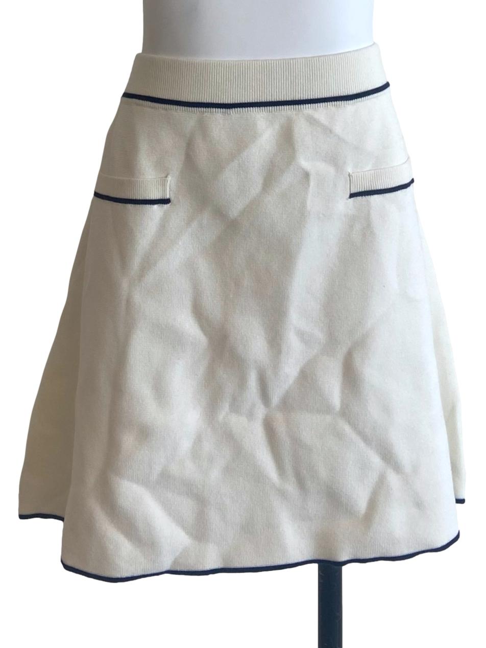 White & Black Knit Mini Skirt