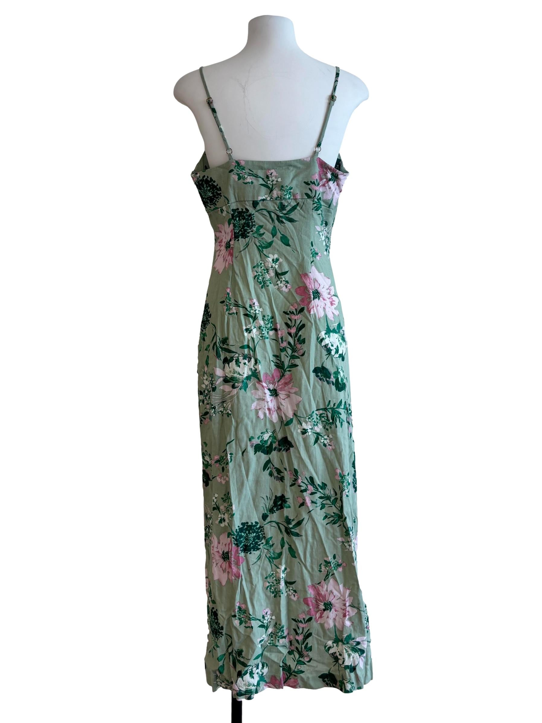 Sage Green Floral Slip Dress