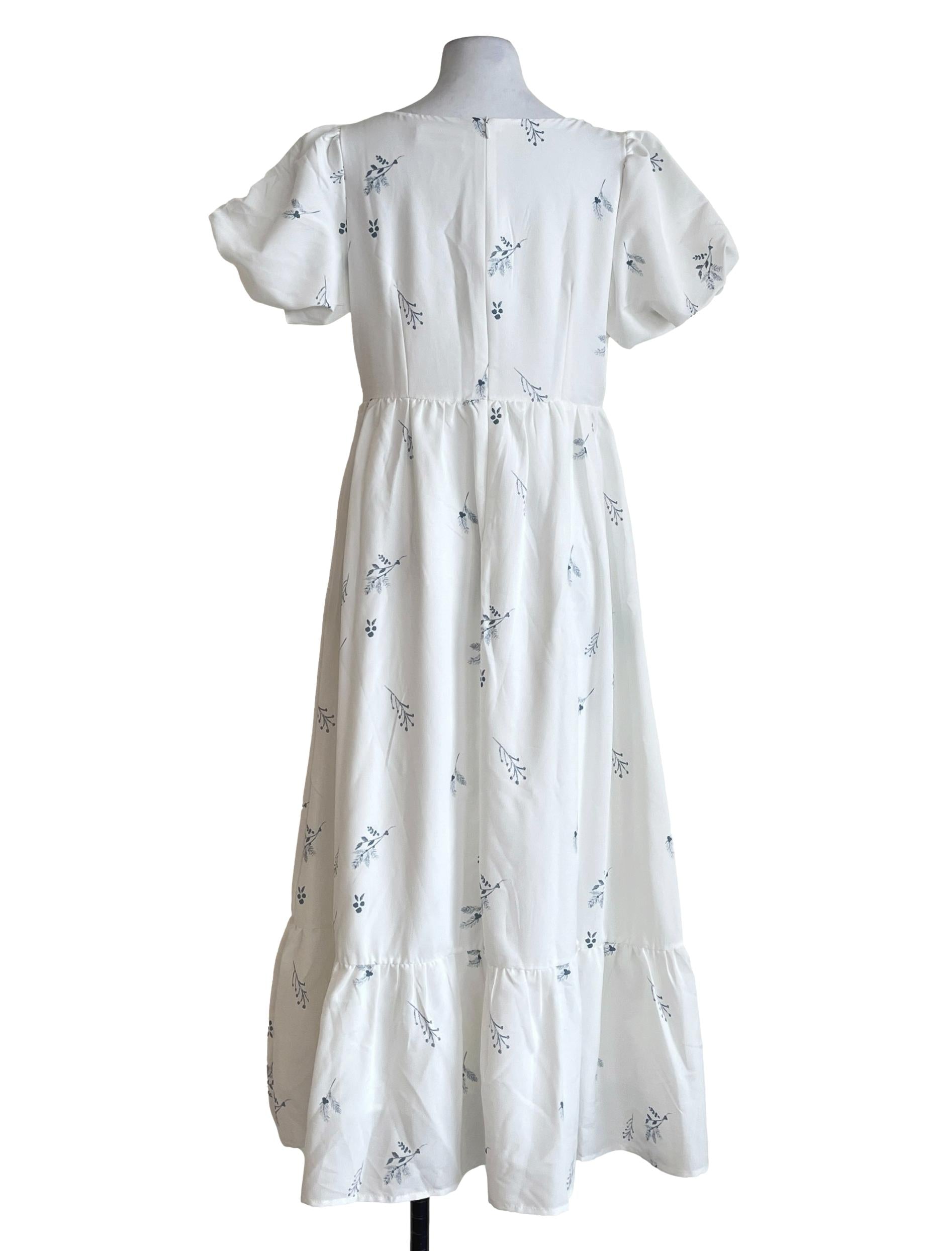 Off White Square Neck Maxi Dress