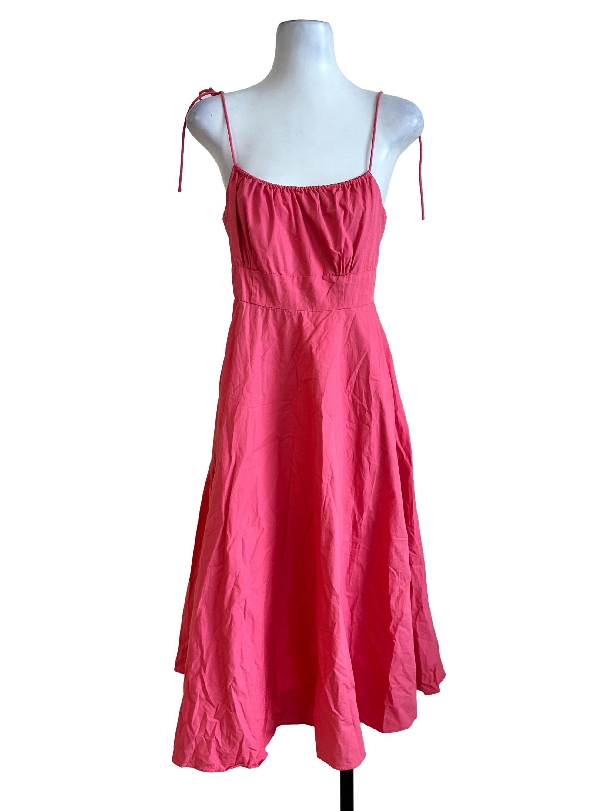 Strawberry Pink Sleeveless Midi Dress