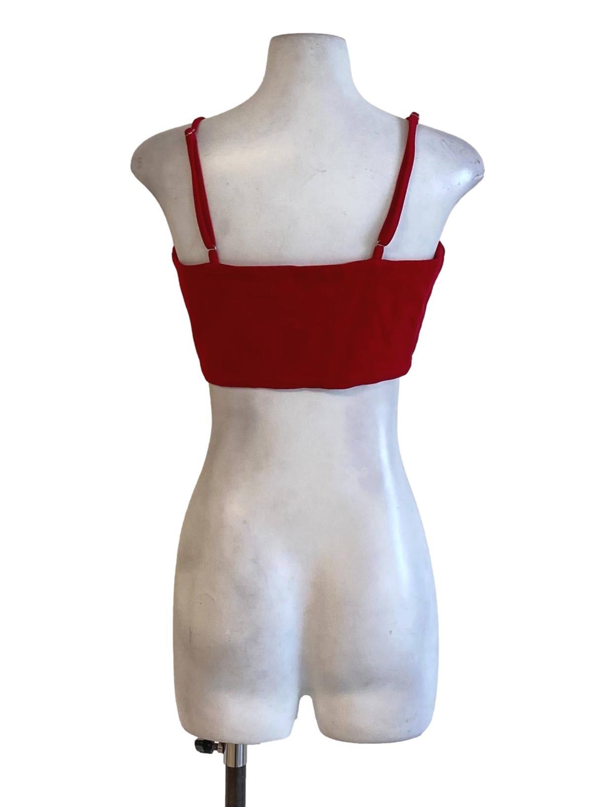 Candy Red Spaghetti Strap Waisted Cropped Top