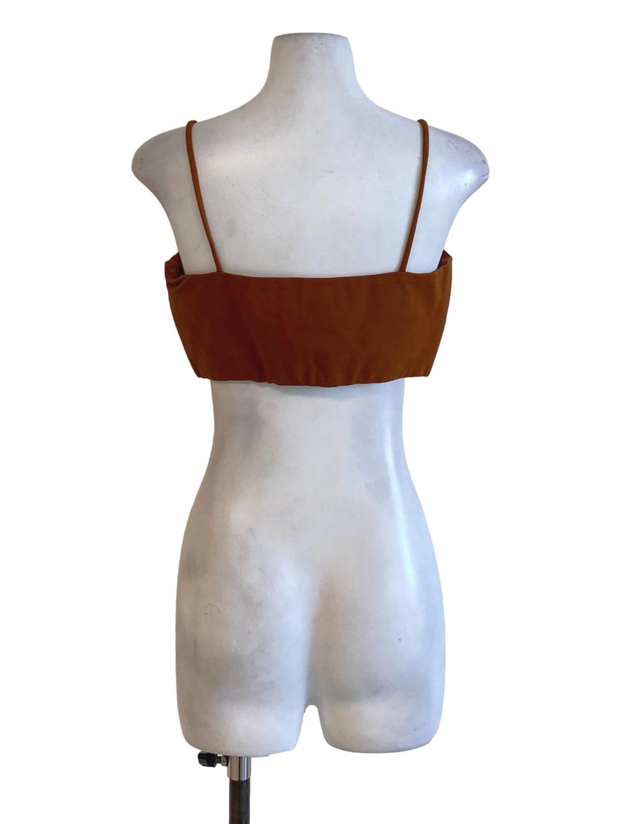 Tawny Brown Spaghetti Strap Waisted Cropped Top