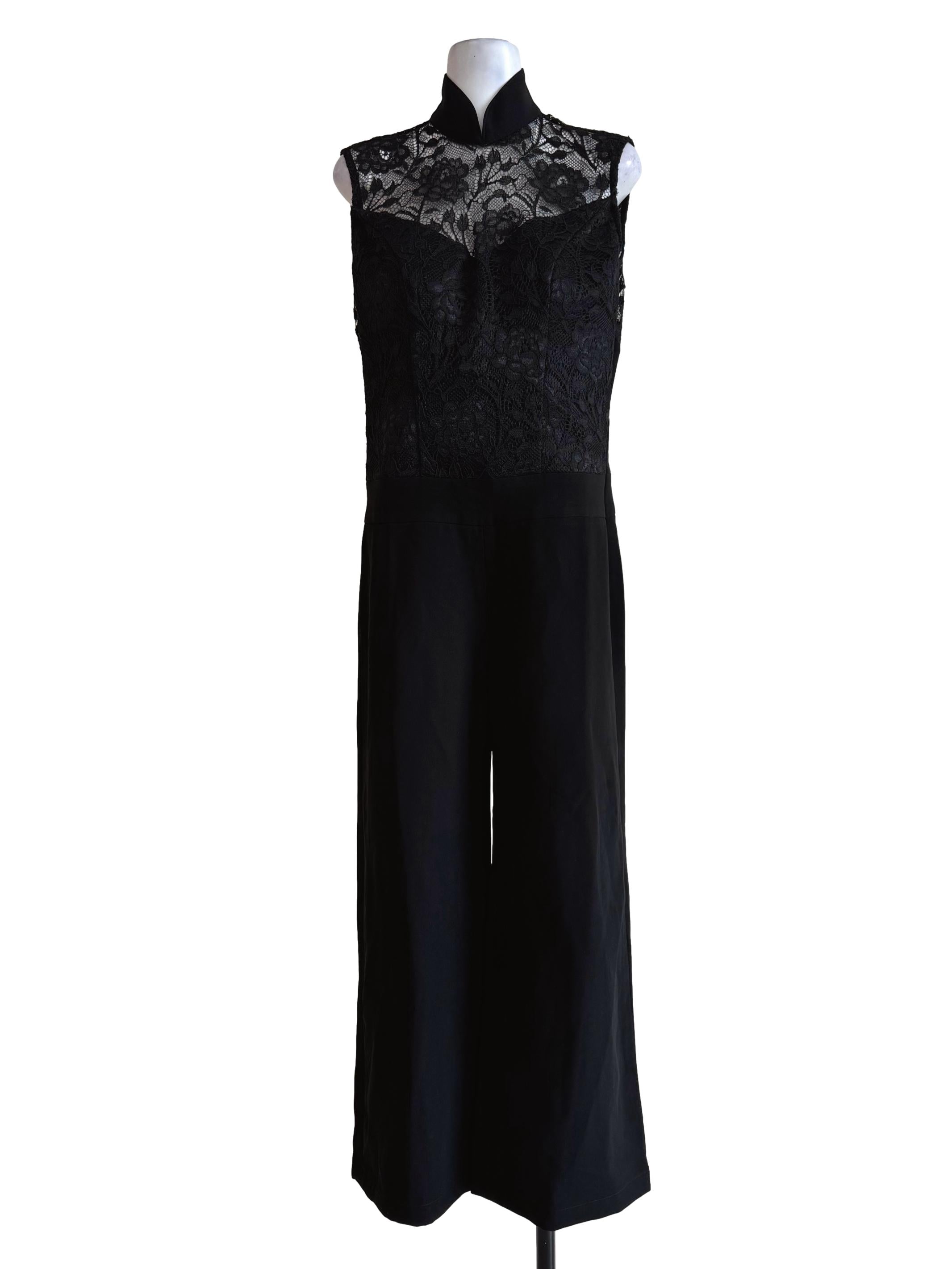 Midnight Black Half Lace Jumpsuit