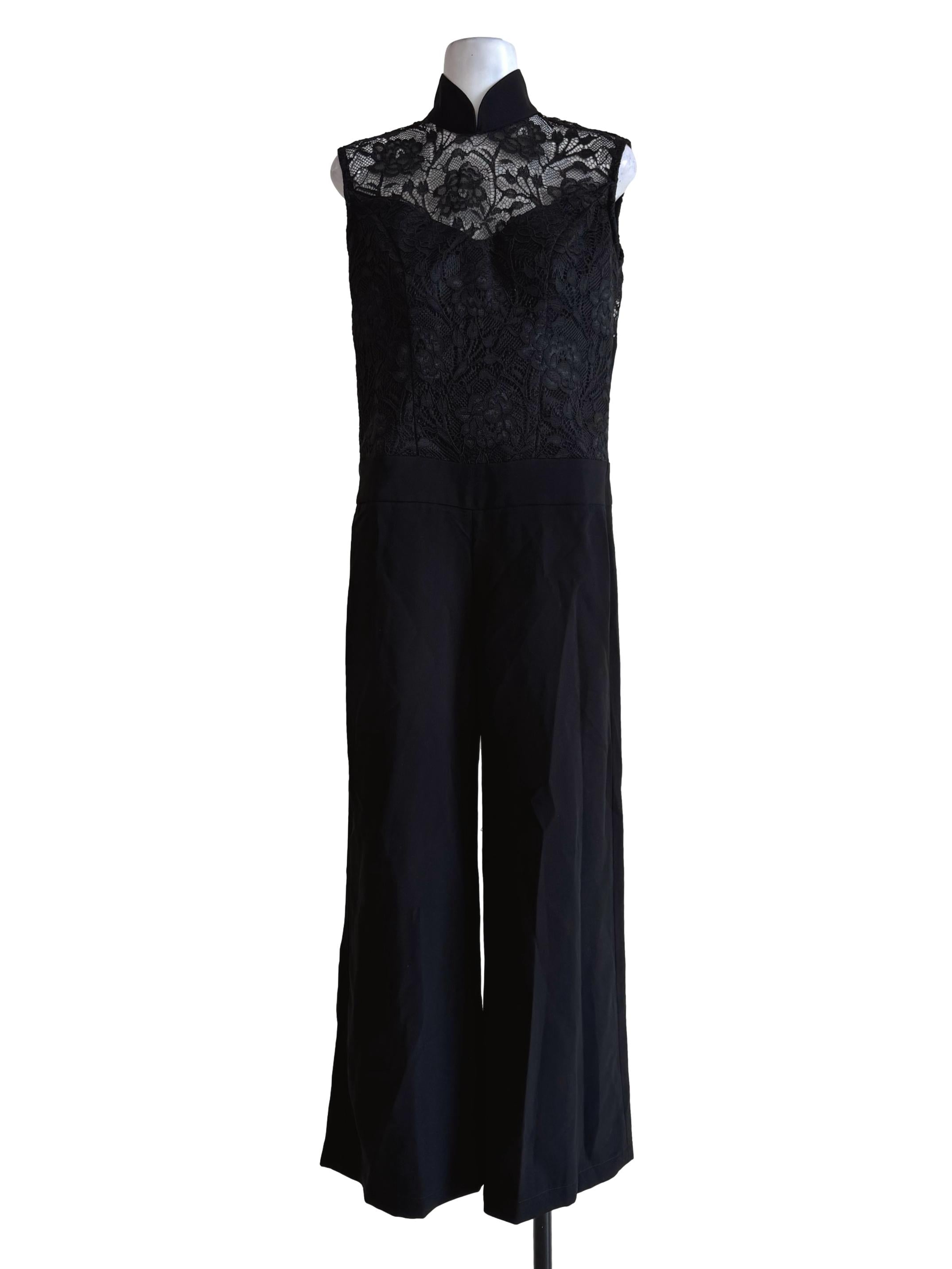 Midnight Black Half Lace Jumpsuit