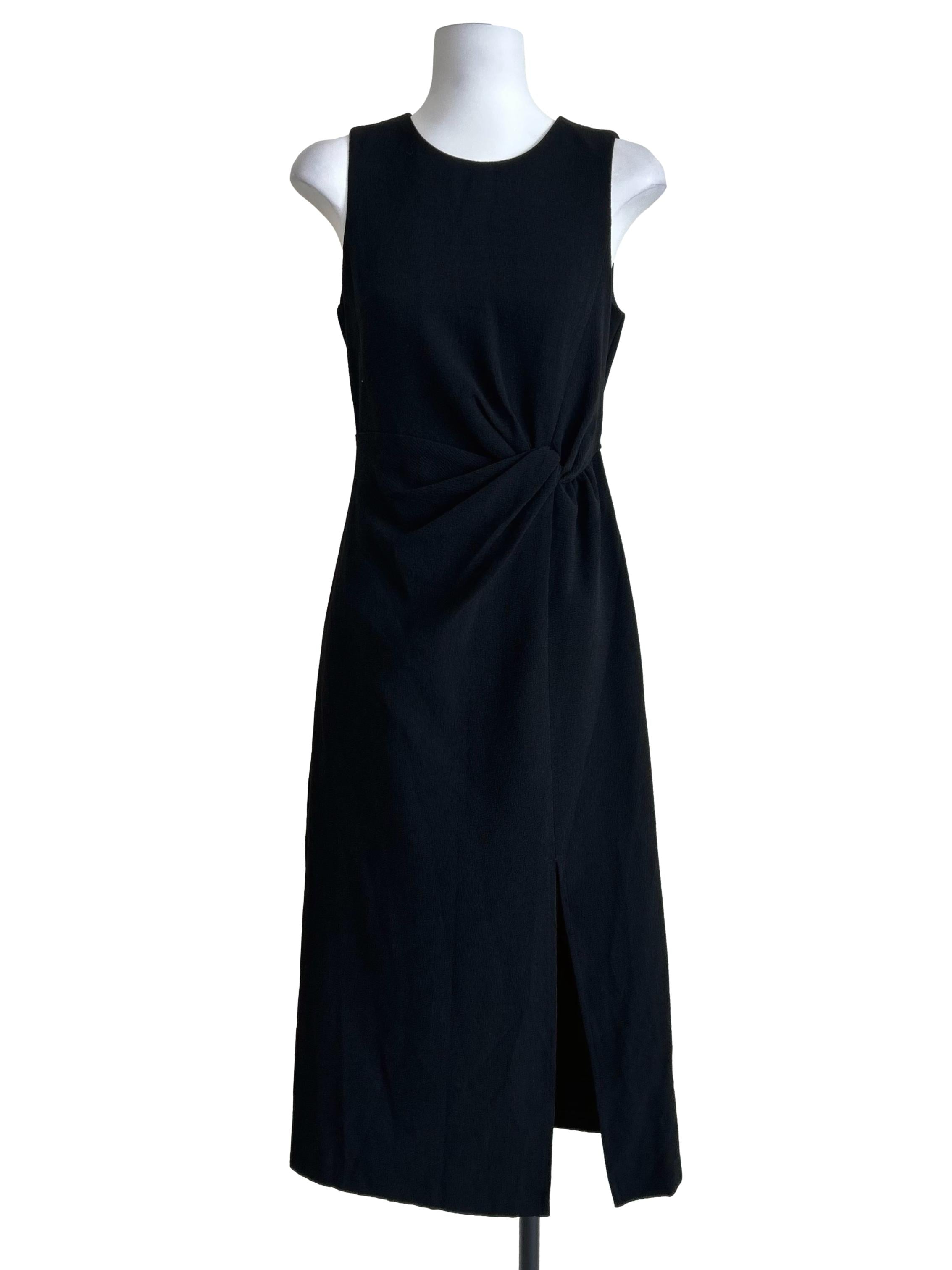 Black Twist Front Front Slit Dress