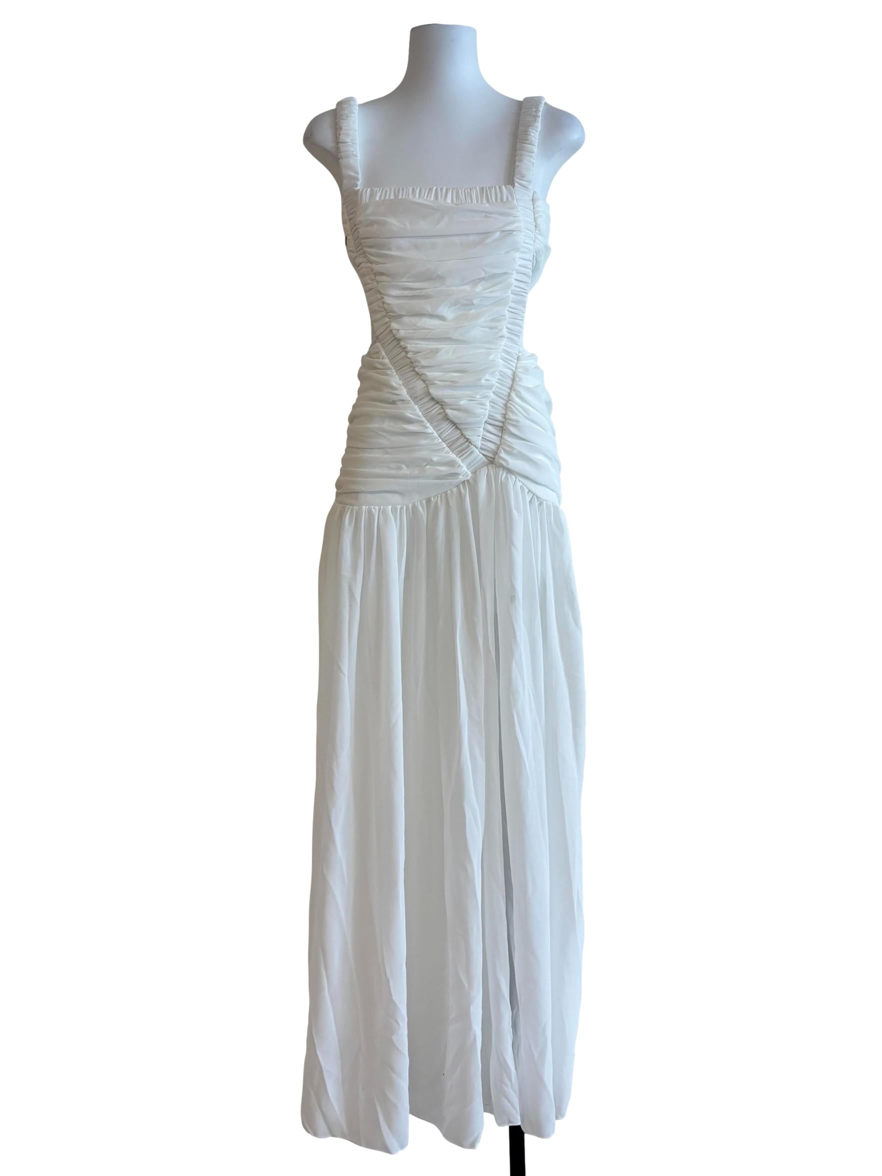 Pearl White Smocked Maxi Dress