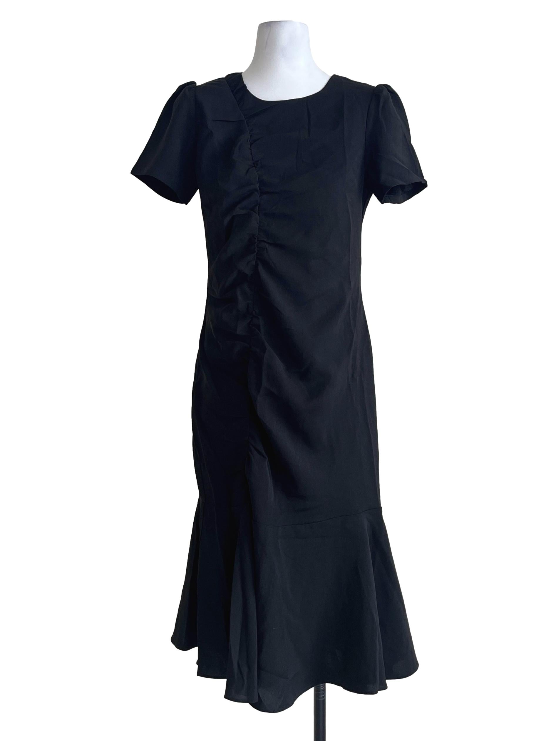 Ink Black Halter Drop Waist Dress