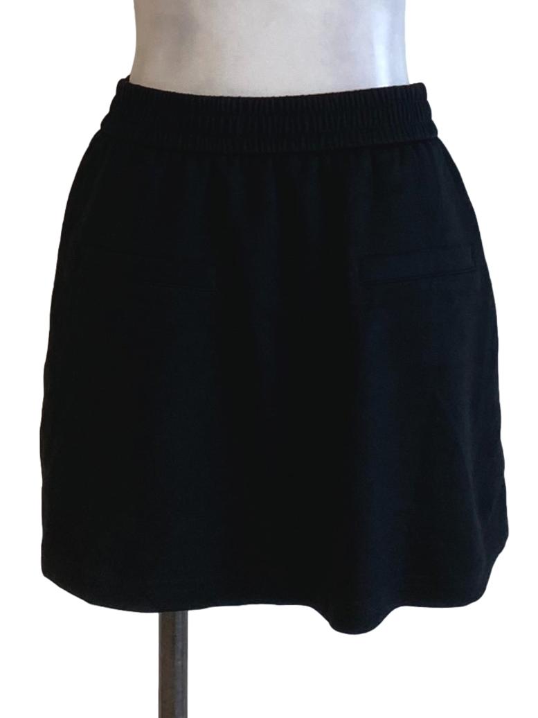 Ebony Black High Waisted Mini A-Line Track Skirt