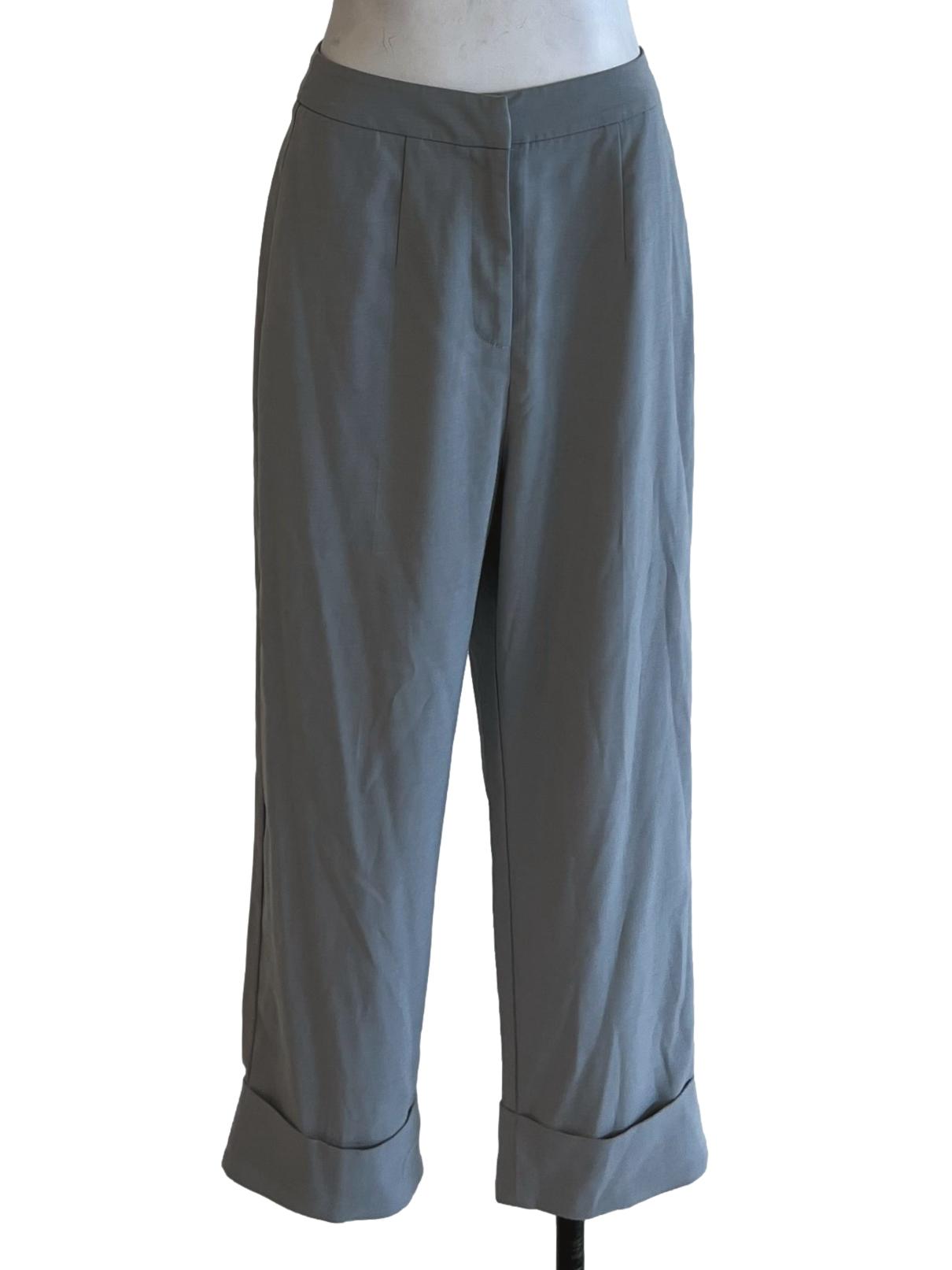 Grey Plain High-Waisted Tapered Pants