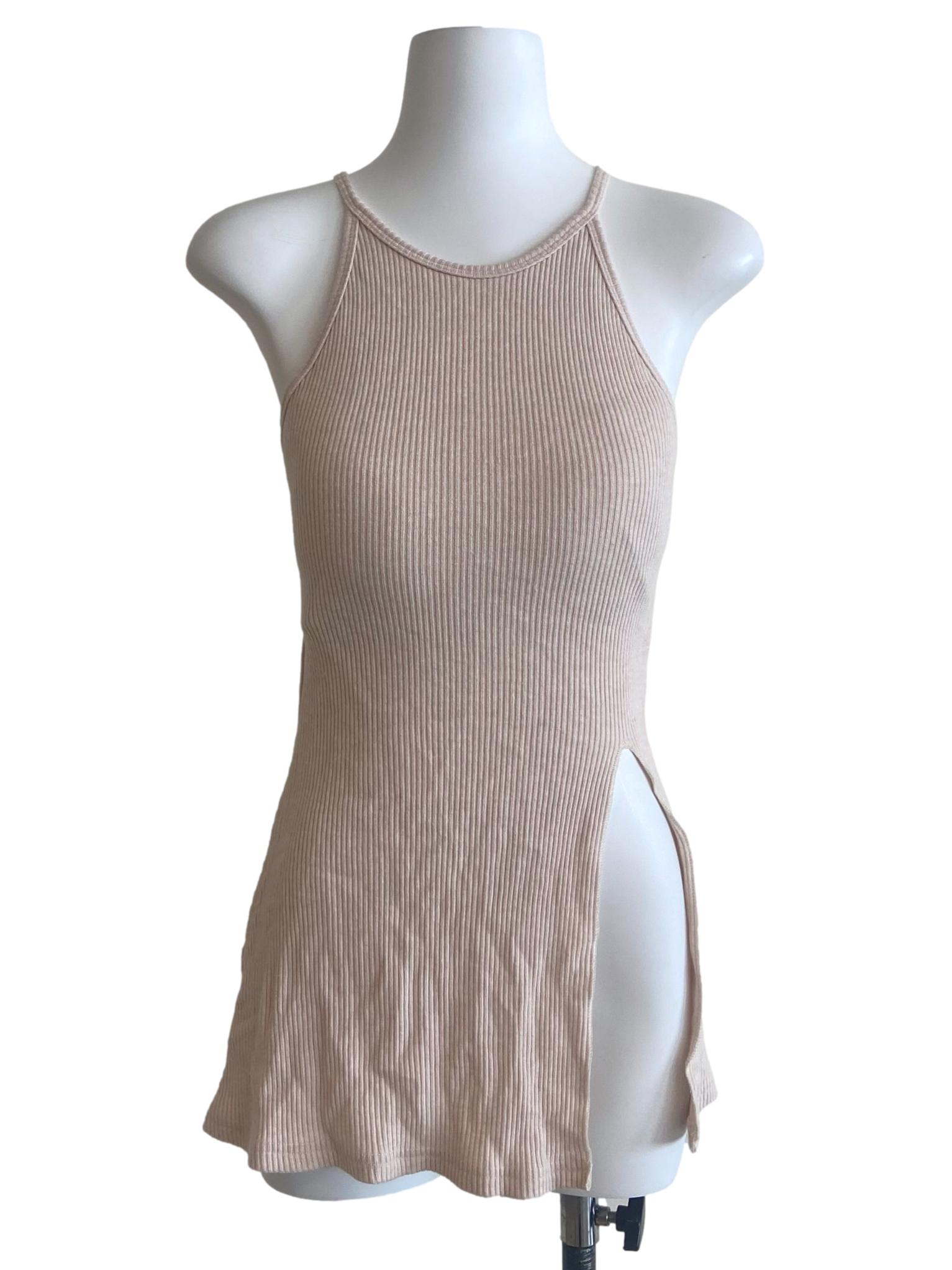 Coconut Sleeveless Side Slit Top
