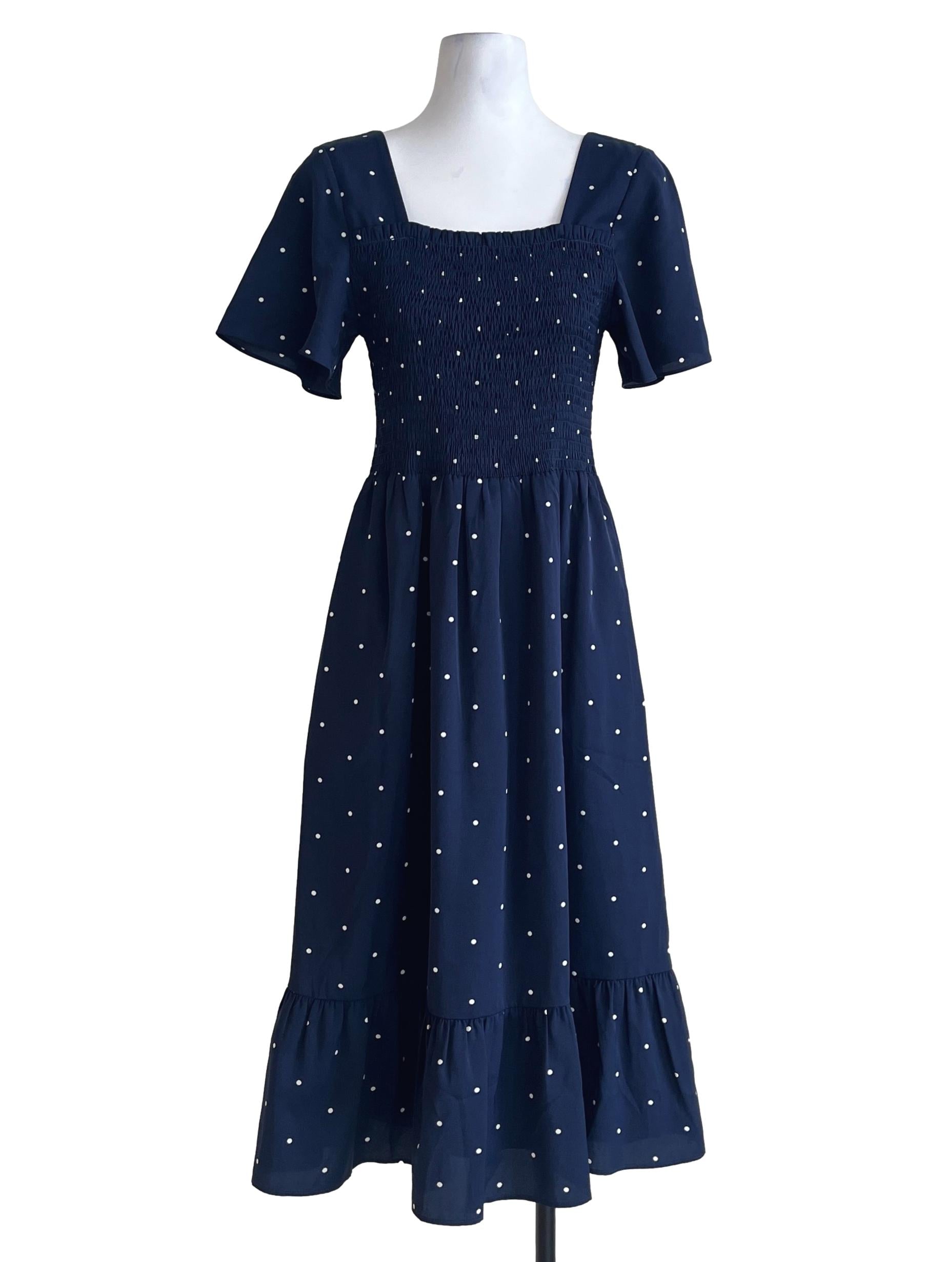 Navy Blue Square Neck Maxi Dress