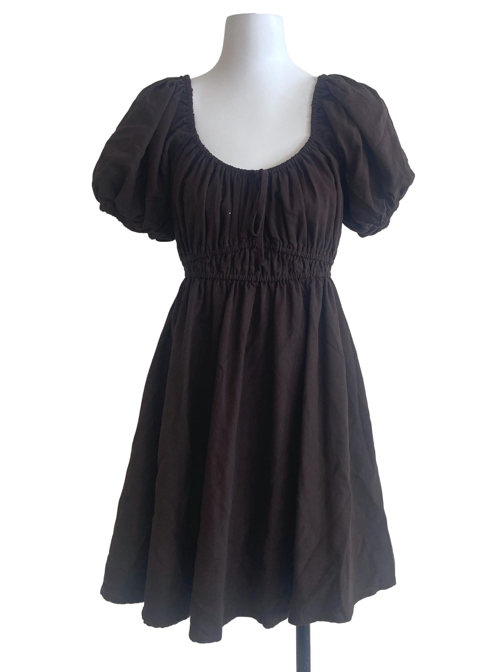 Dark Brown Pegged Waist Dress