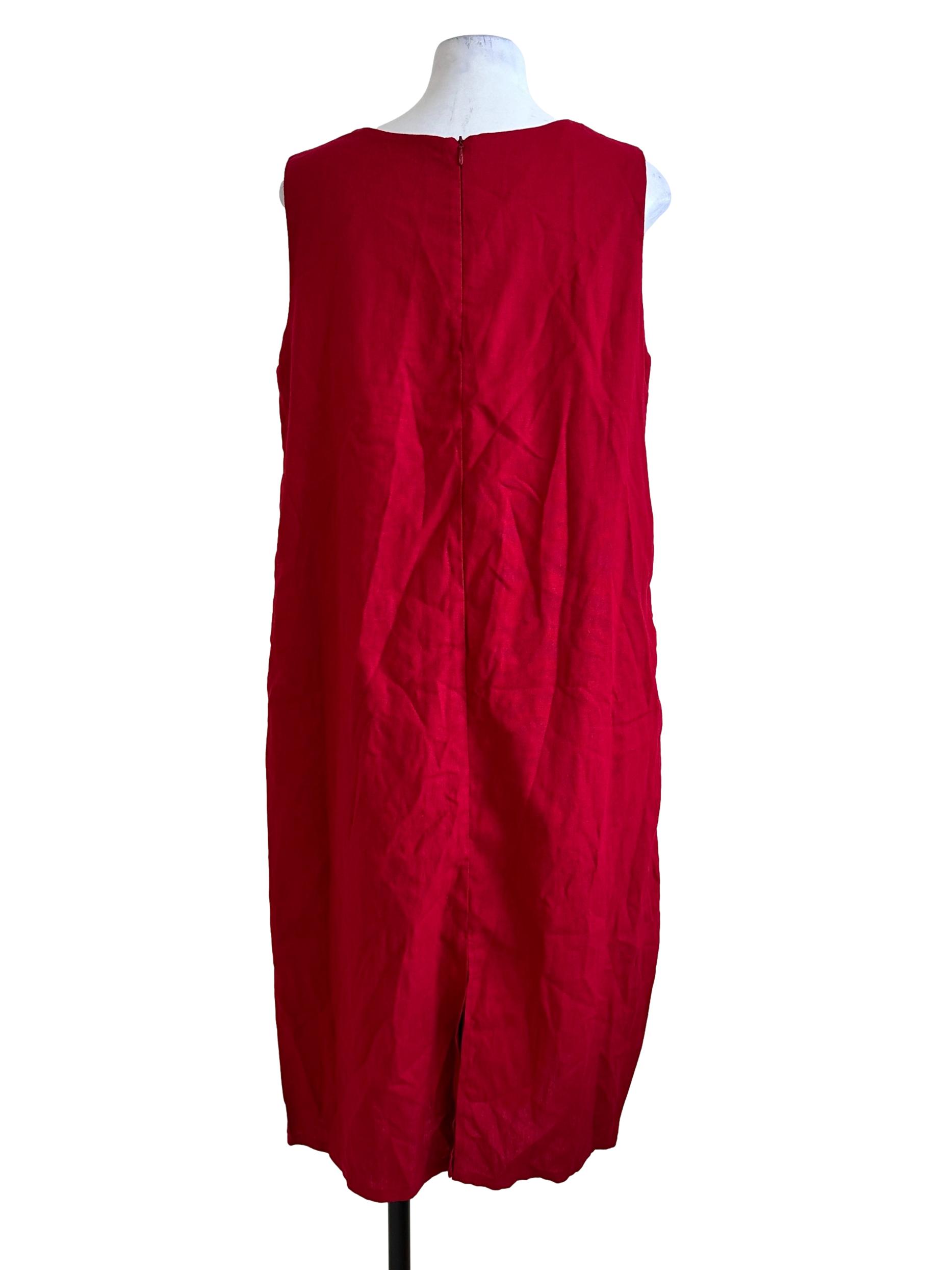 Red Round Neck Midi Dress