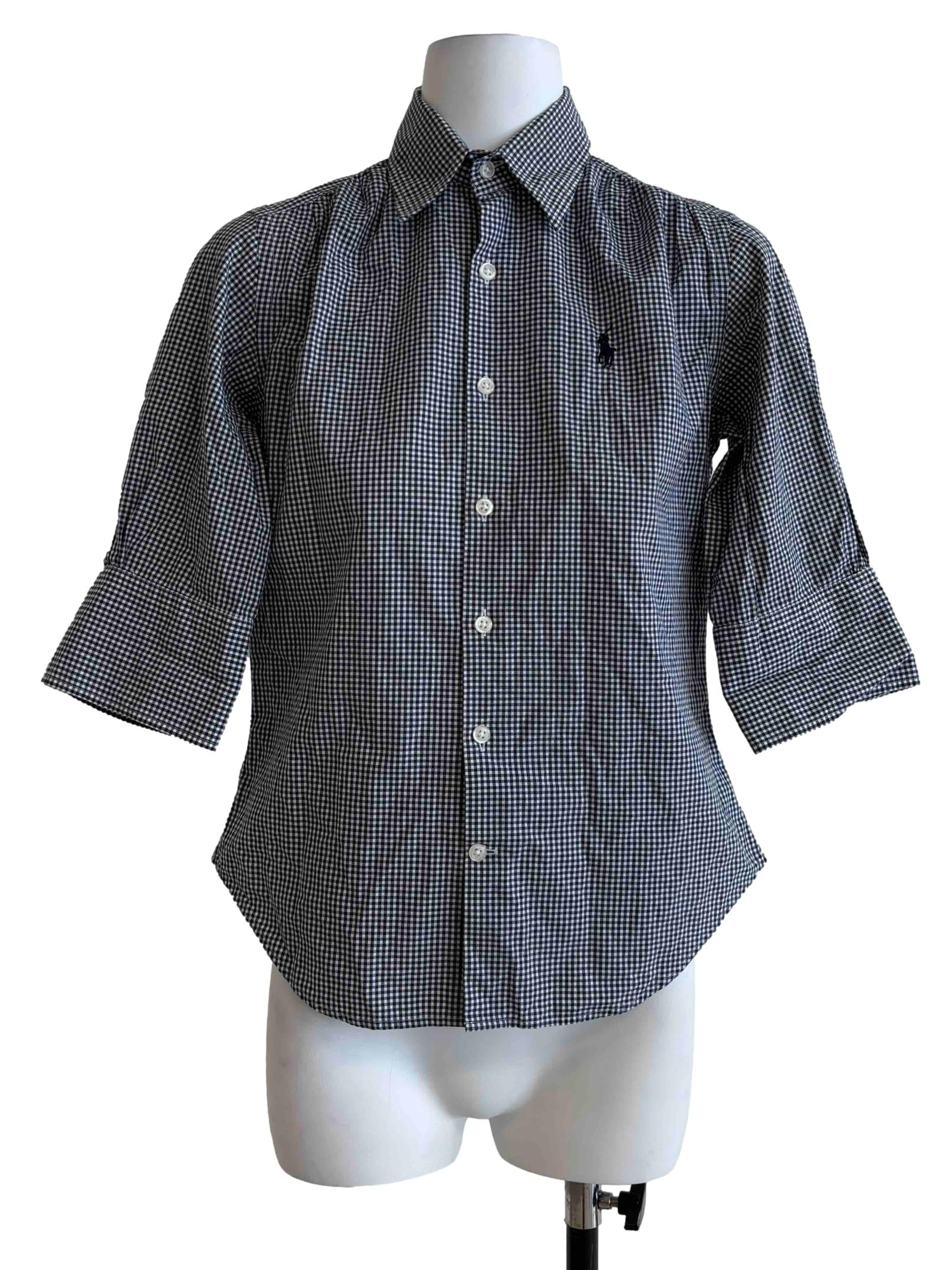 Navy Blue Checkered Top