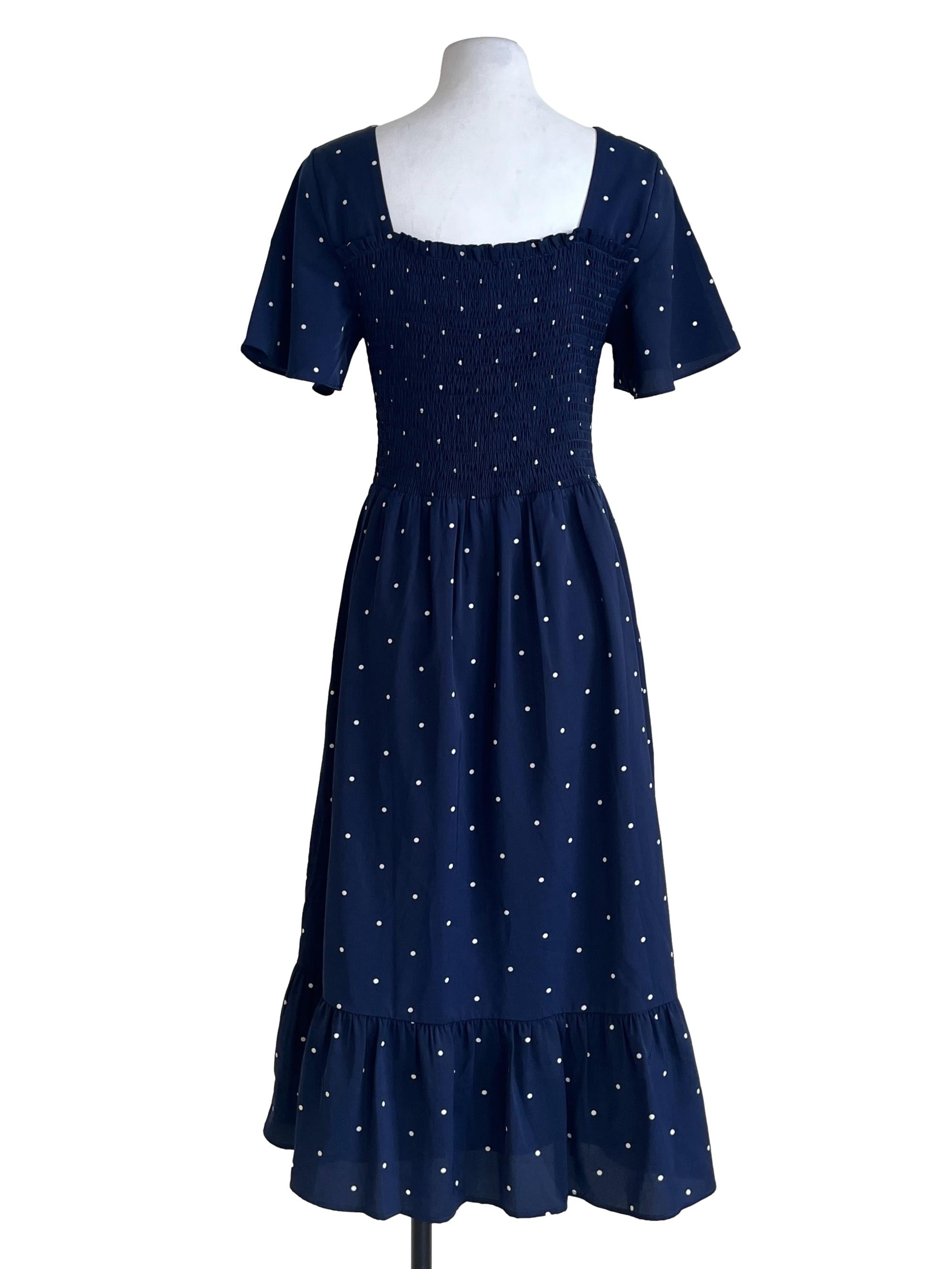 Navy Blue Square Neck Maxi Dress