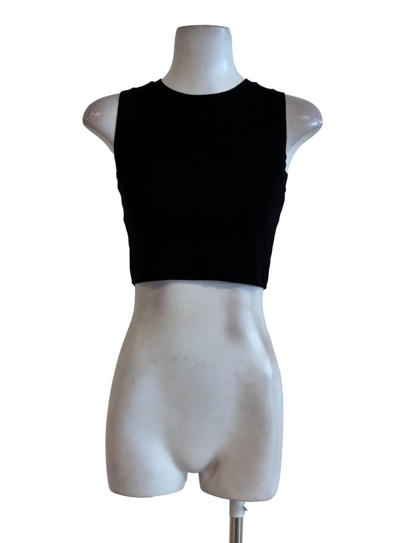 Black Sleeveless Ribbed Top