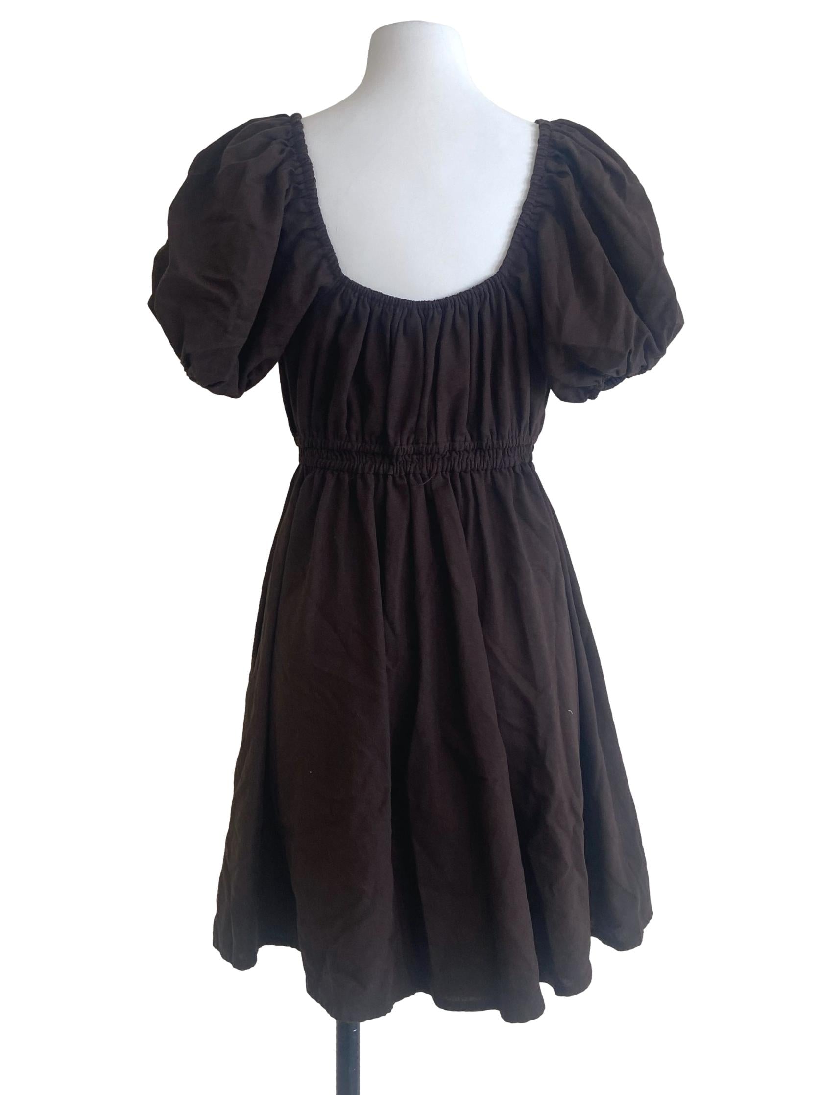 Dark Brown Pegged Waist Dress