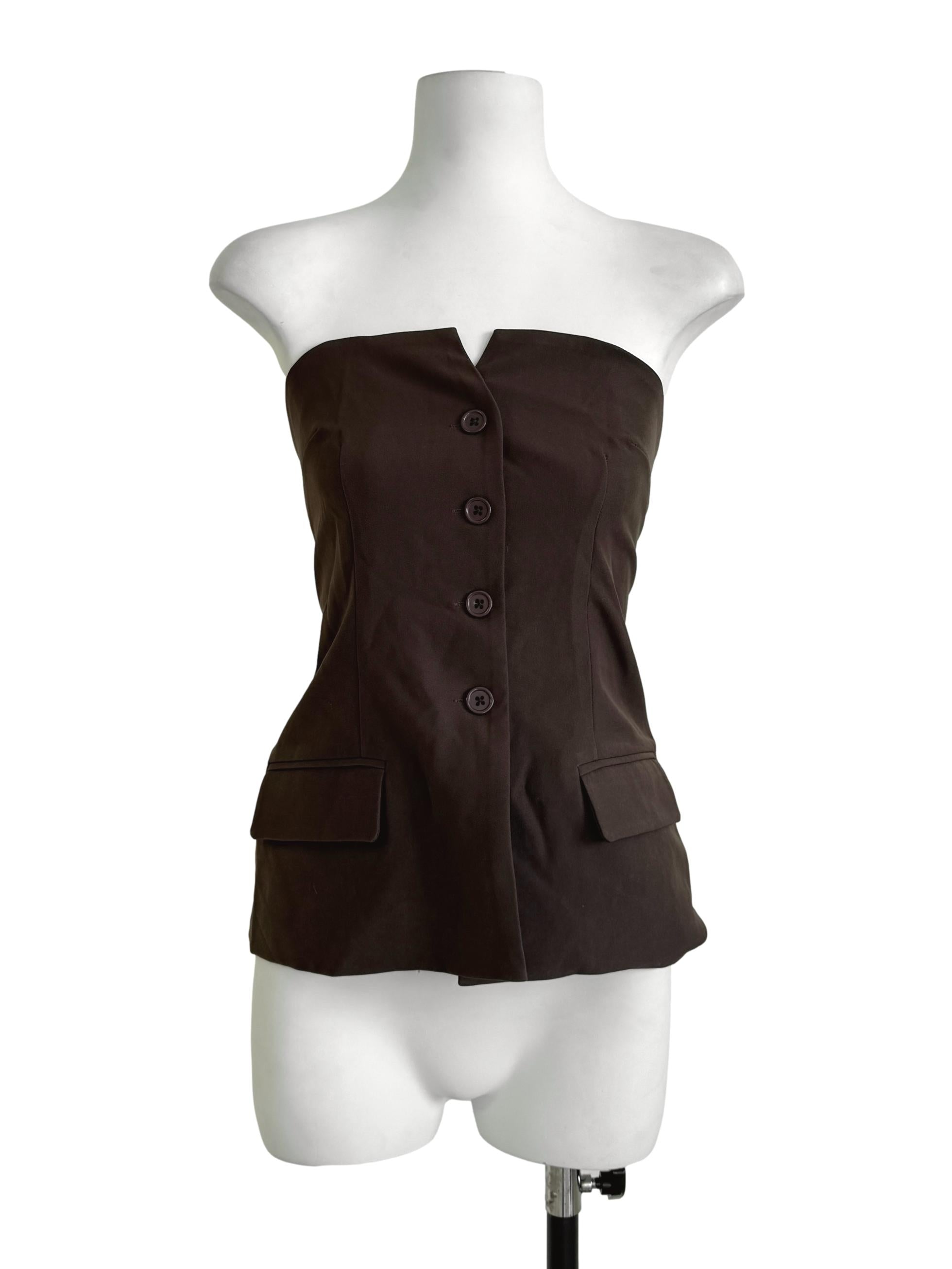 Mocha Brown Tailored Tube Top YHF