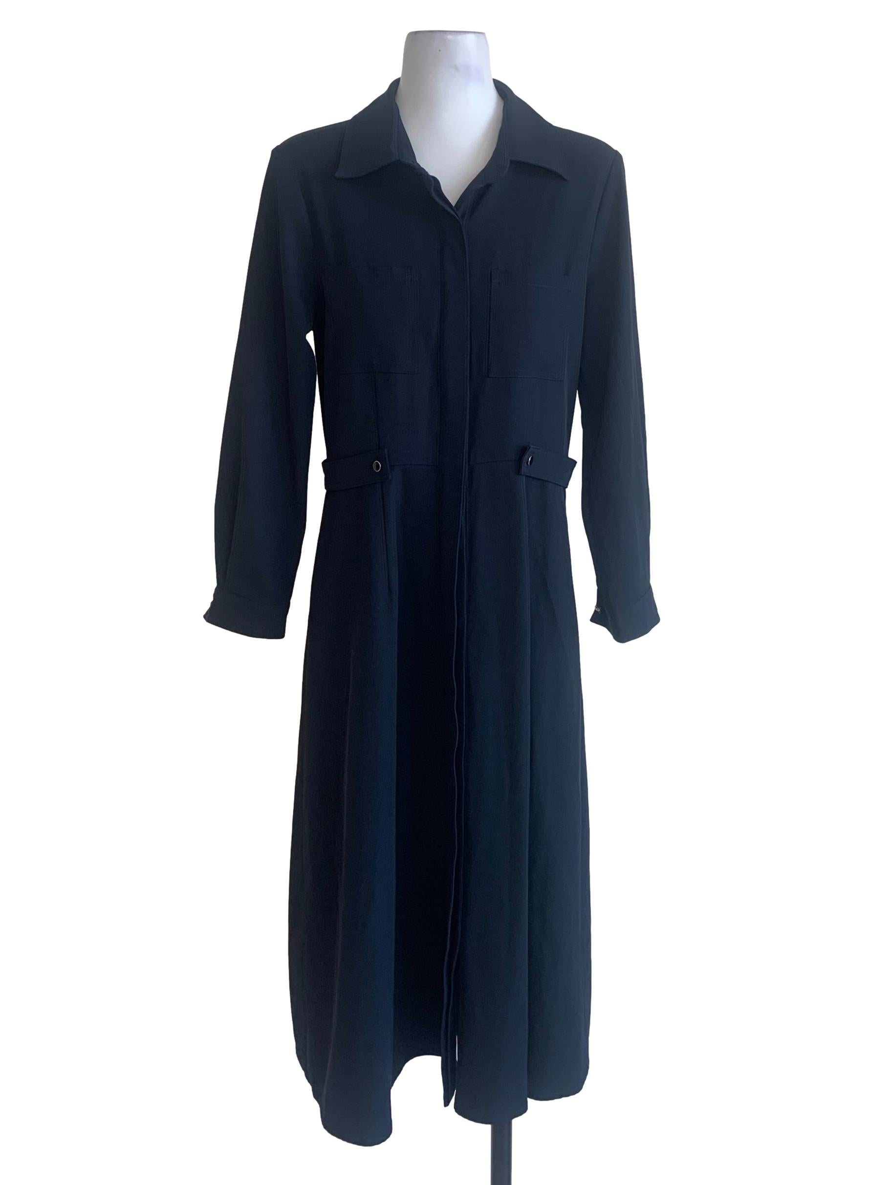 Navy Blue Long Outerwear
