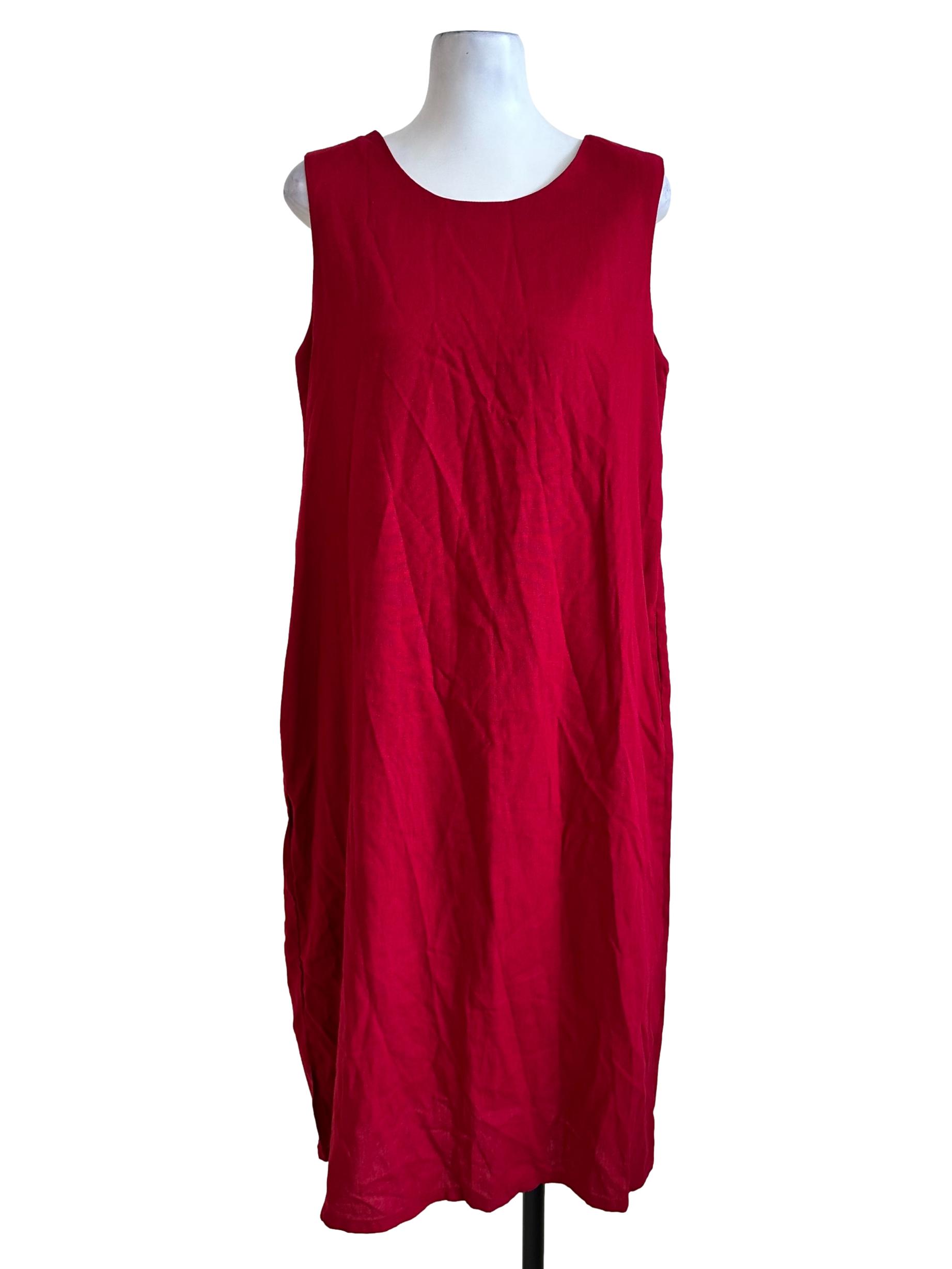 Red Round Neck Midi Dress