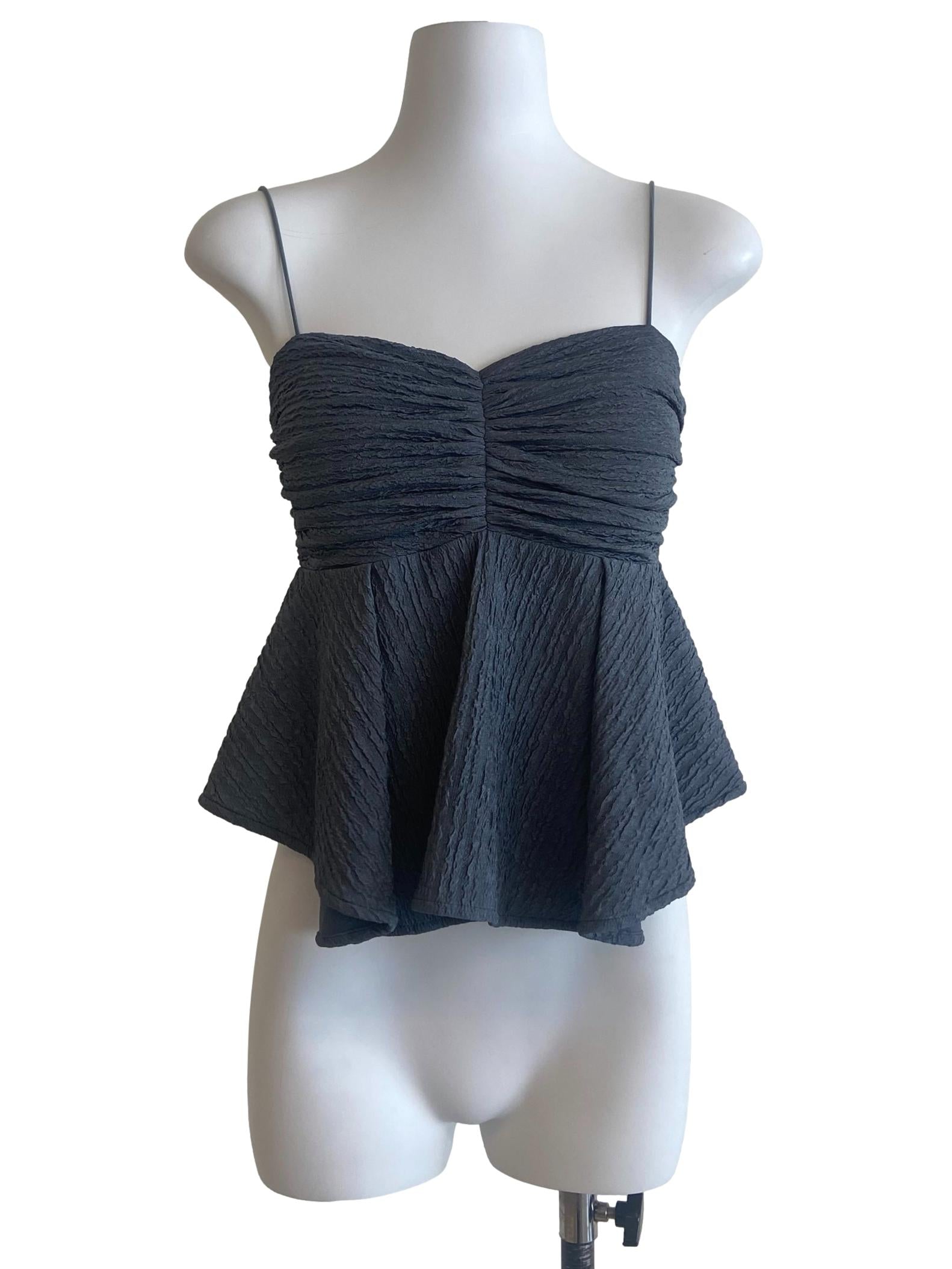 Smoke Grey Spaghetti Straps Peplum Top