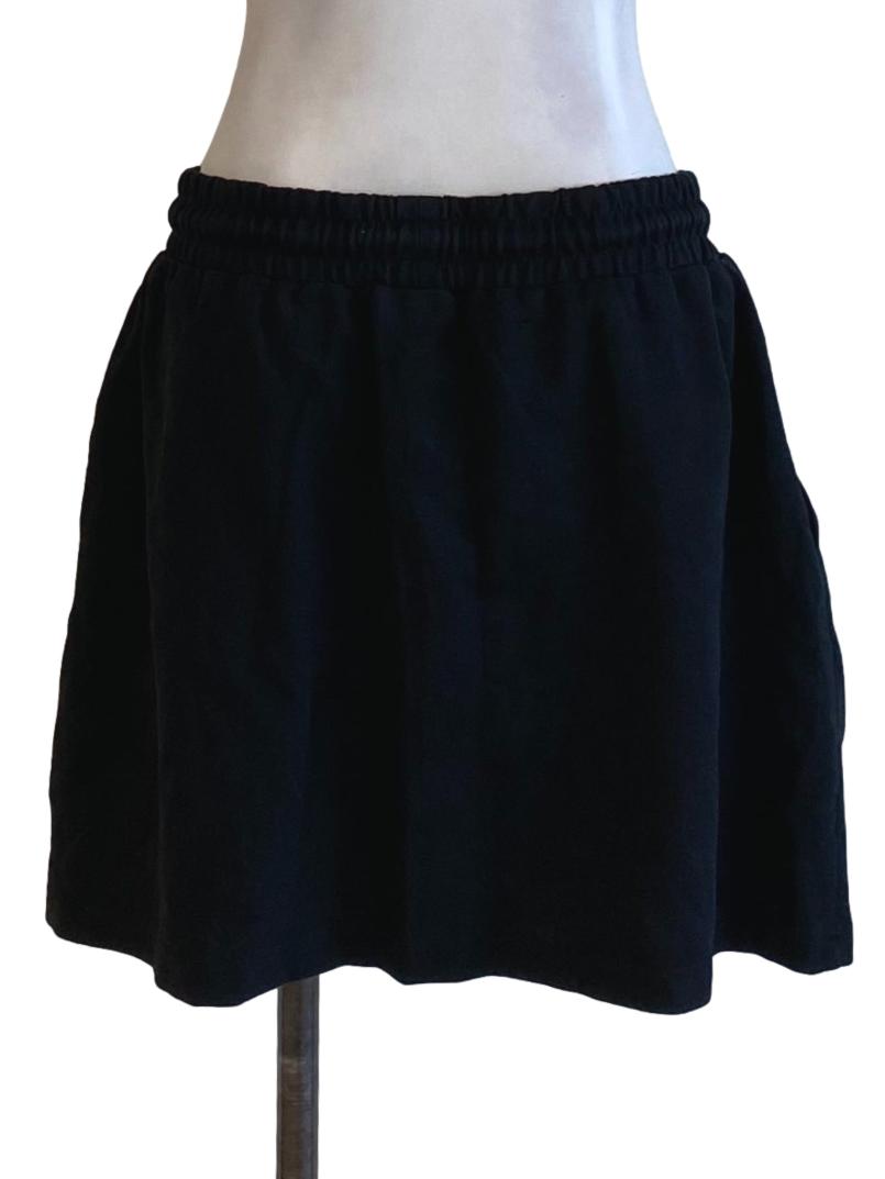 Ebony Black Stretchy Waist Tie Front Mini Skirt