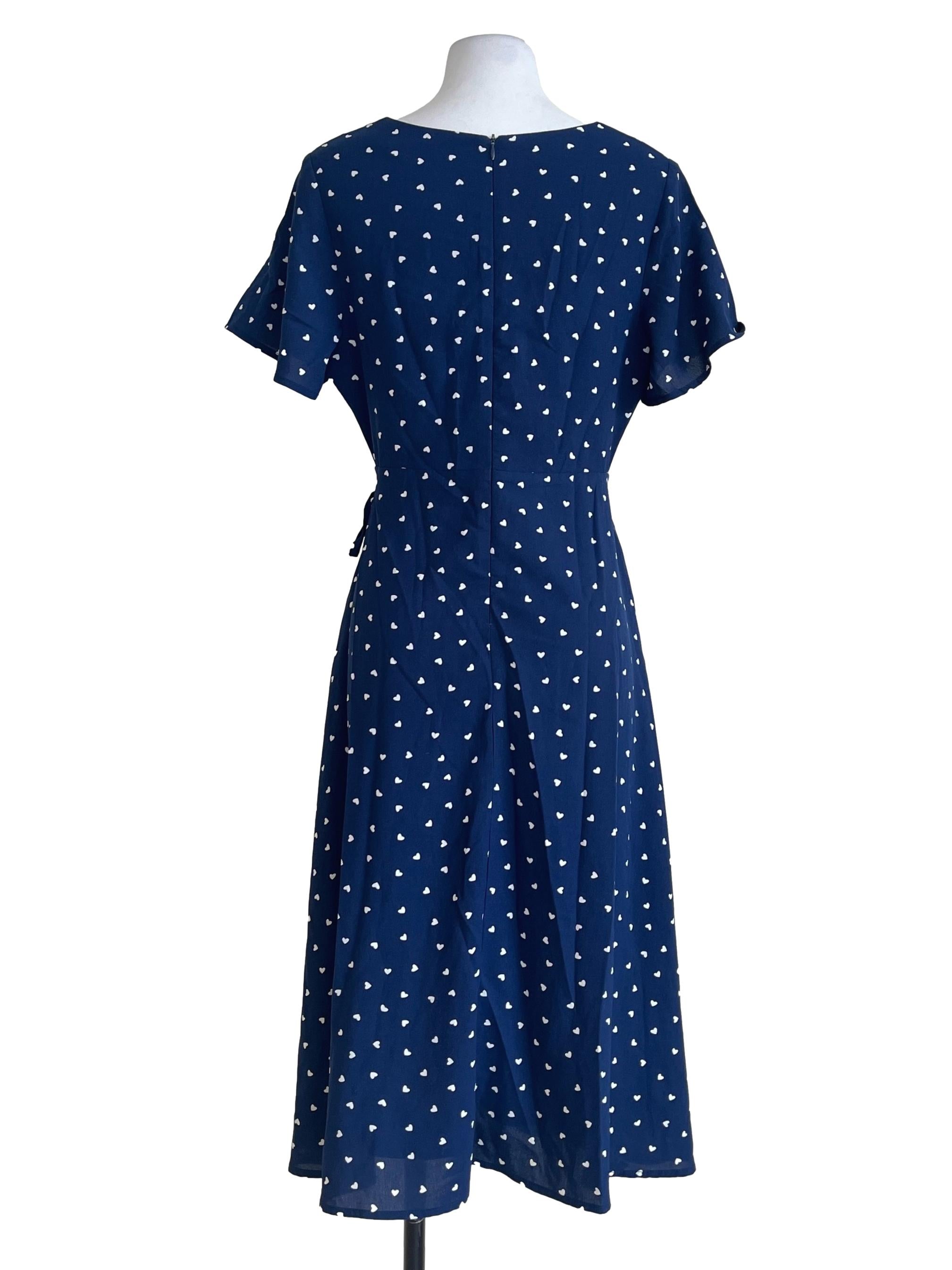 Peacock Blue V-Neck A-Line Dress
