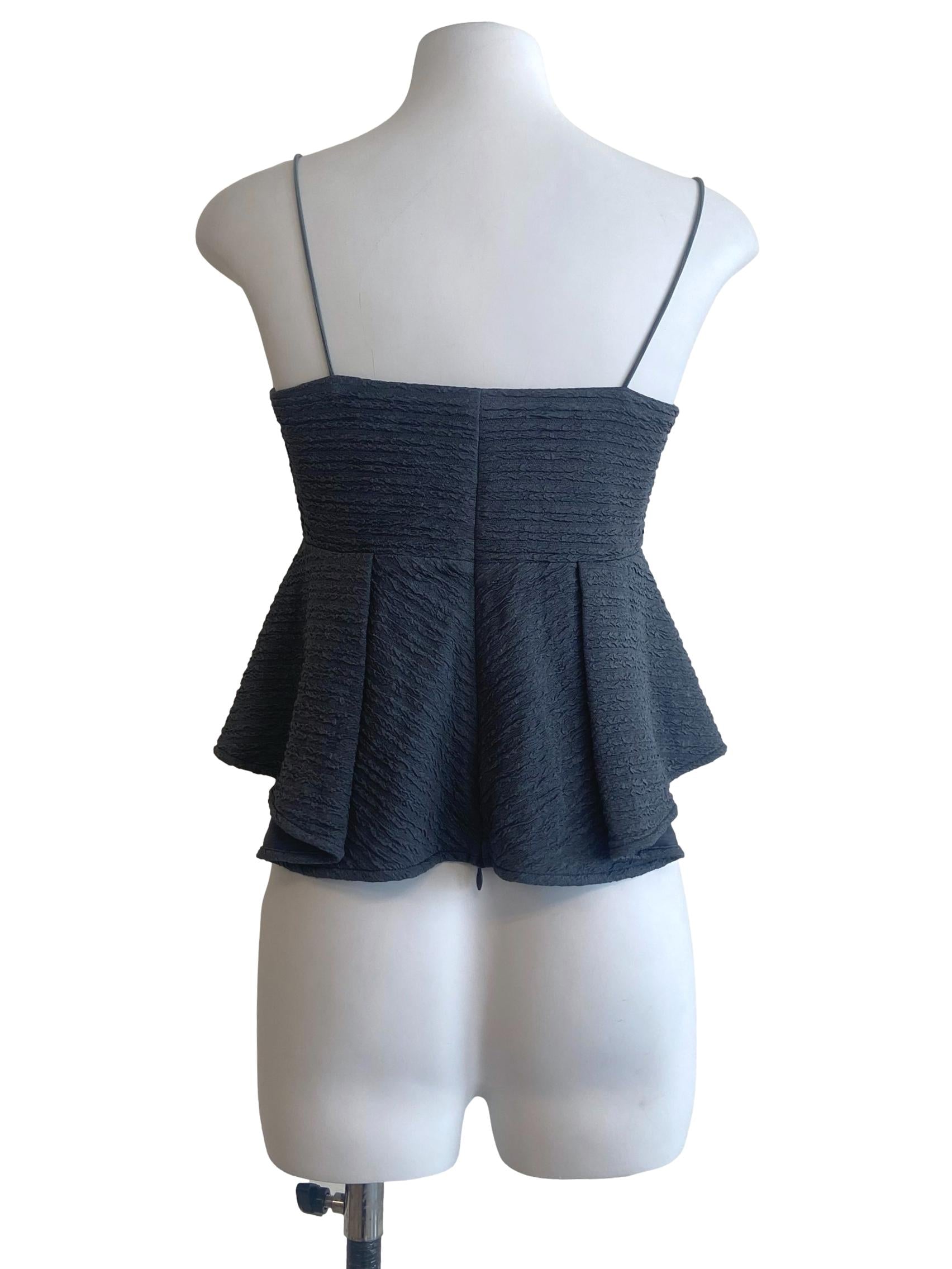 Smoke Grey Spaghetti Straps Peplum Top