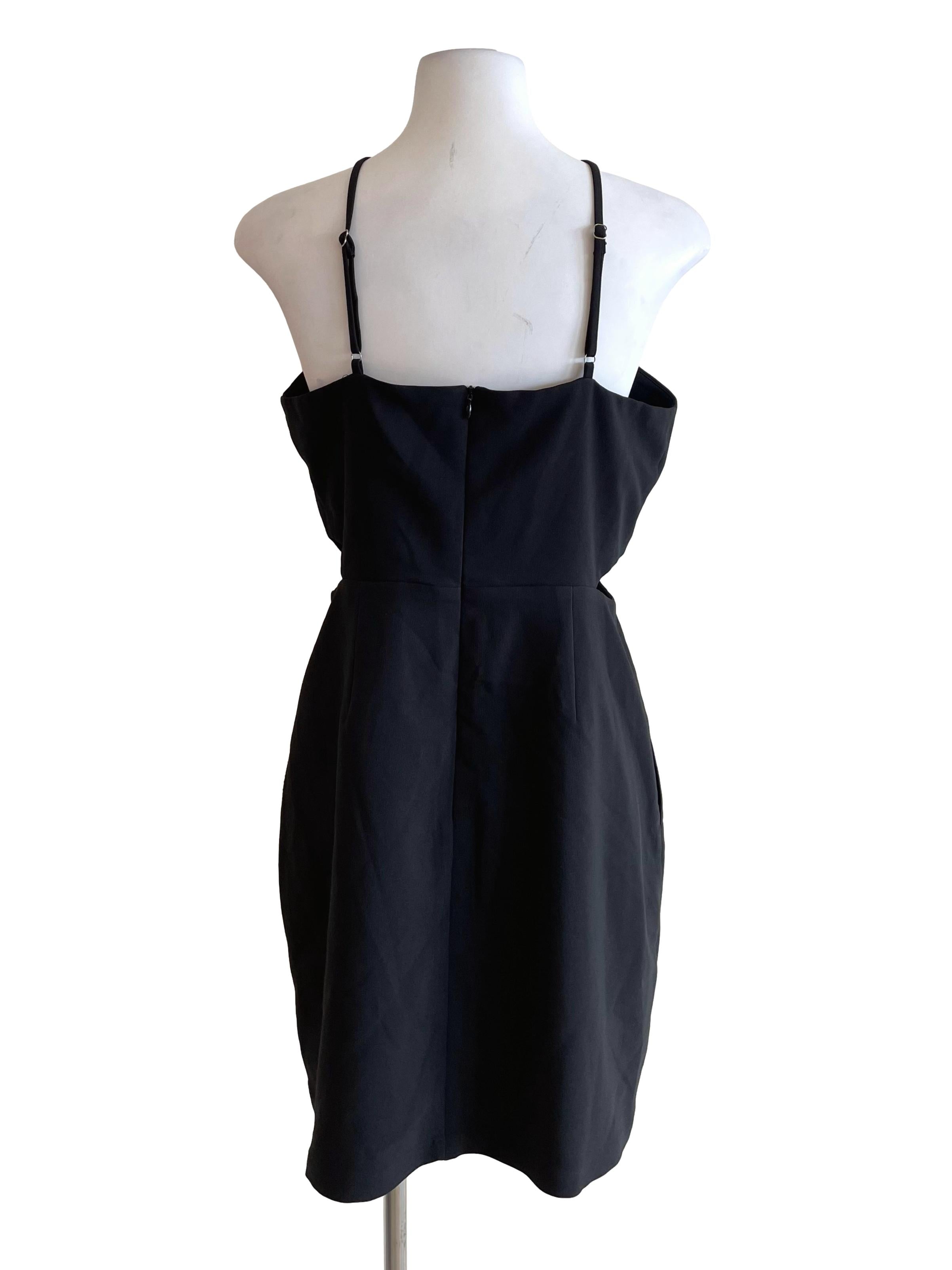 Black Halter Straps Open Waist Dress