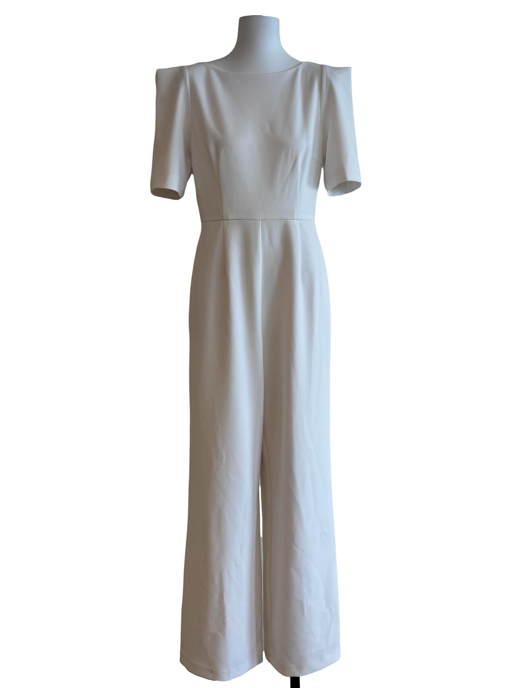 Rice White Short Sleeve Jumpsuit