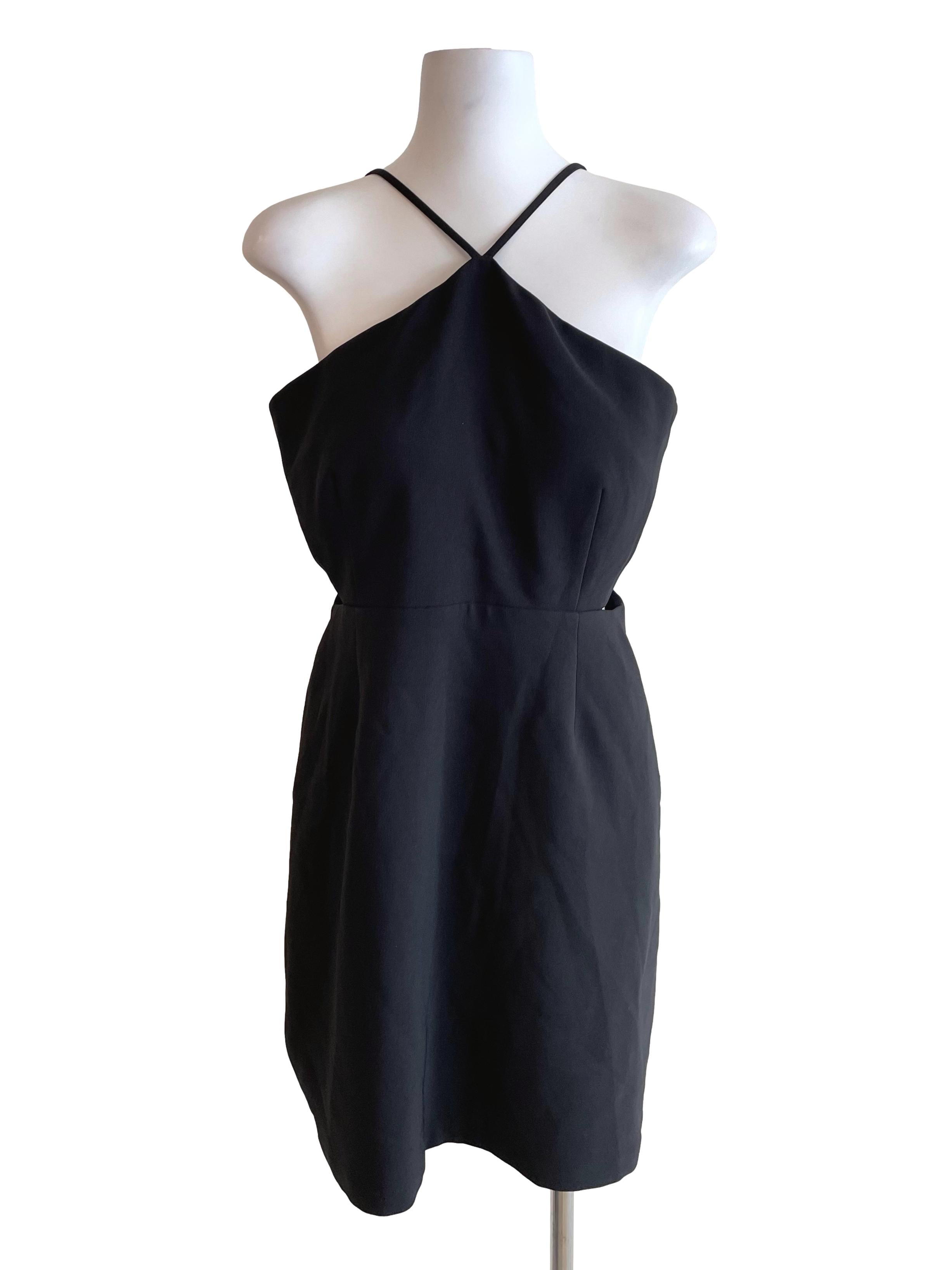 Black Halter Straps Open Waist Dress