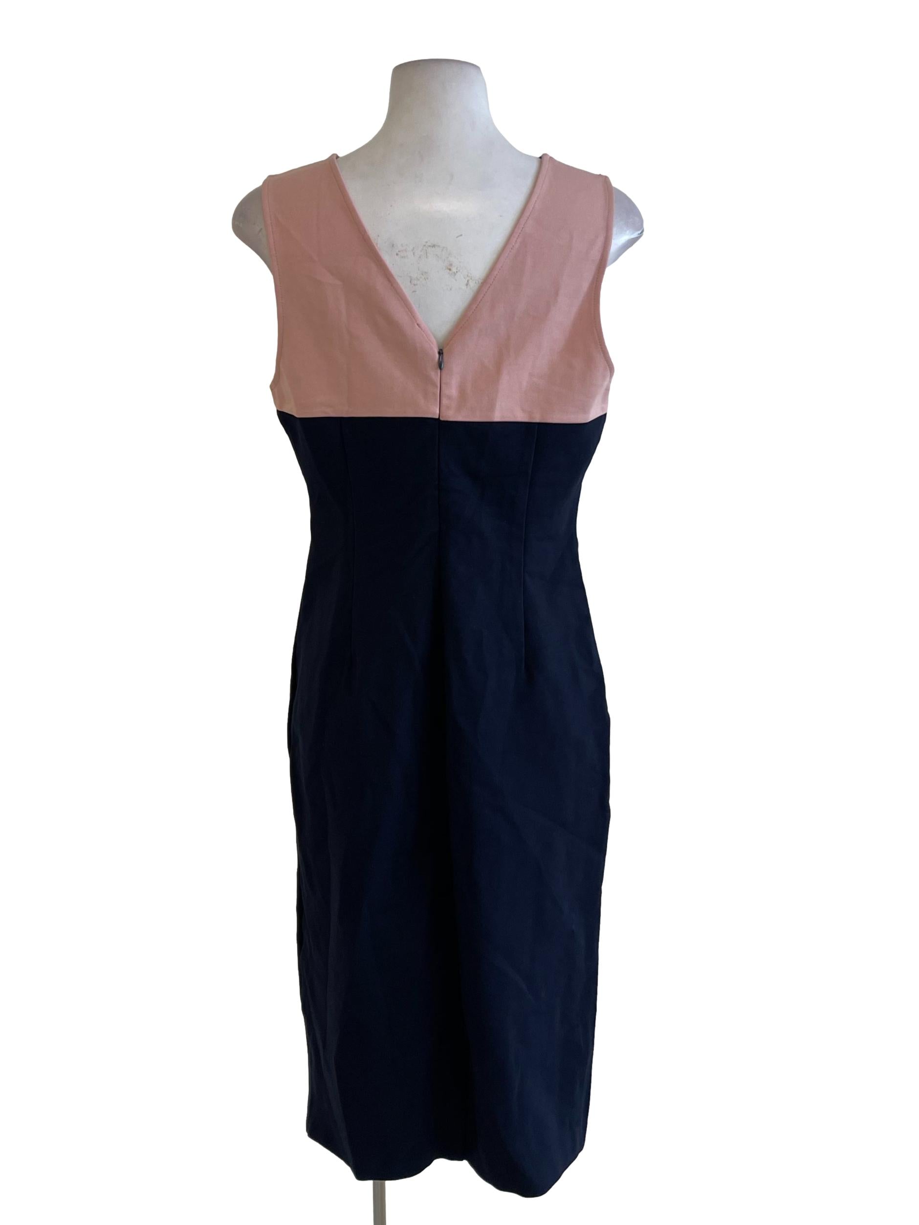 Blue Pink Color Block Asymmetrical Dress